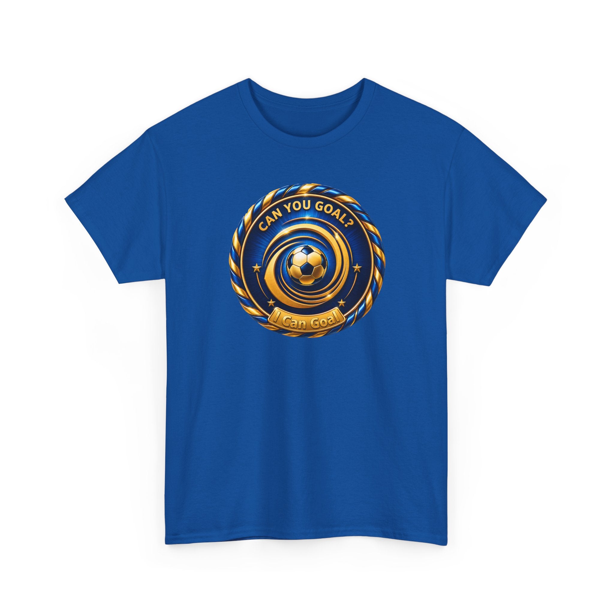 Soccer Badge Tee — "Can You Goal?" Graphic Soccer Shirt