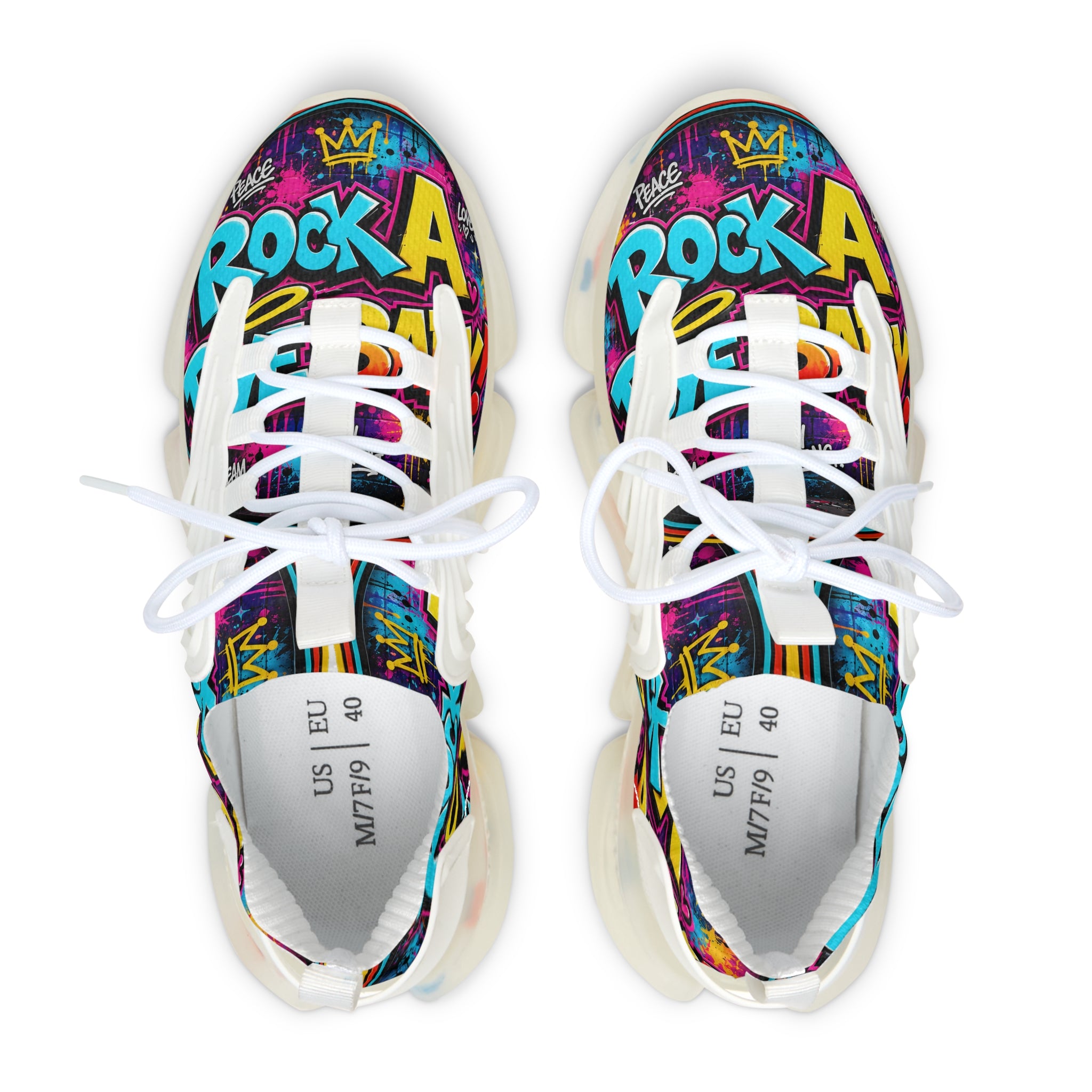Women's Mesh Sneakers - Bold Graffiti 'Rock A Bye Baby' Streetwear Running Shoes