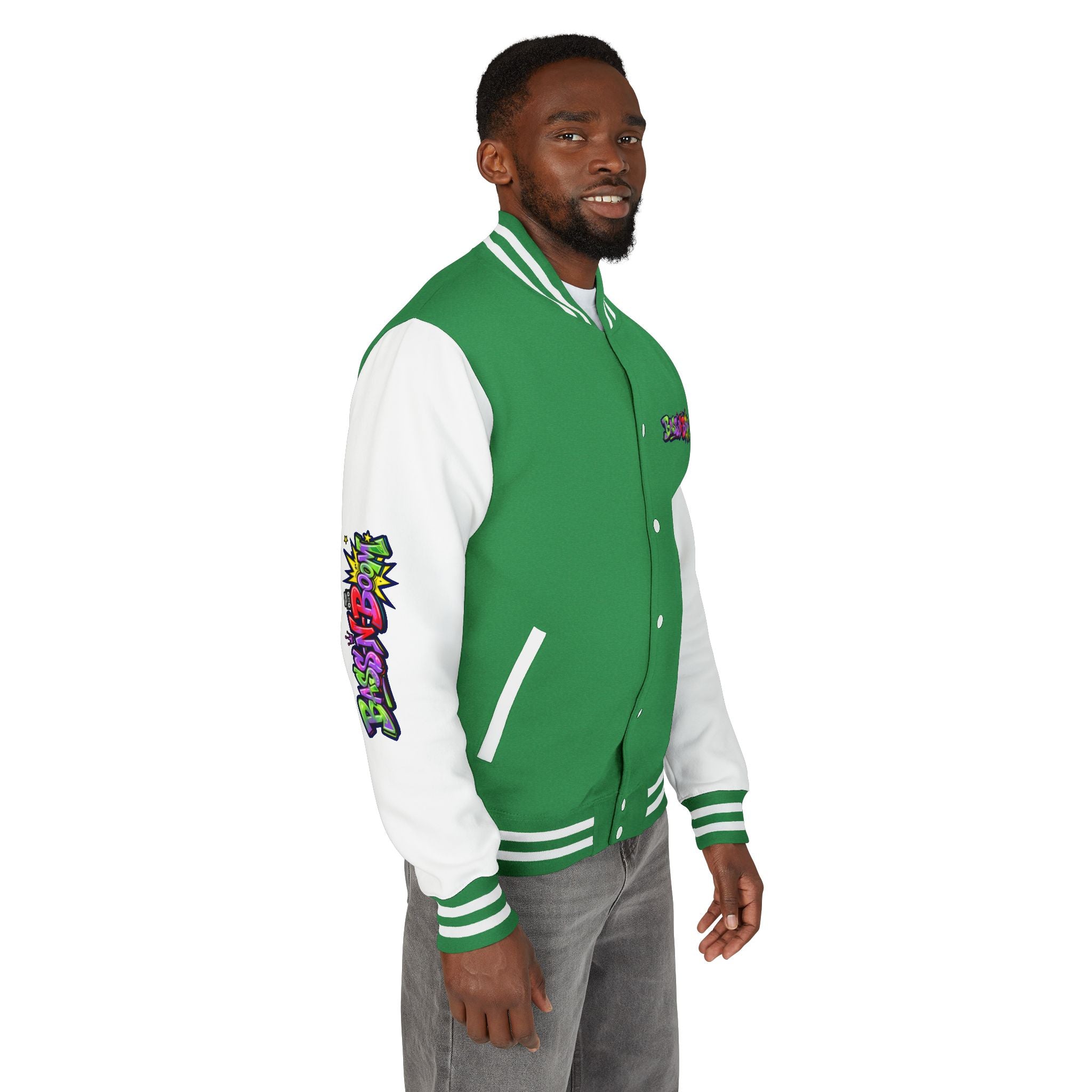 Letterman Jacket — 'Bass N Boom' Graffiti Bomber