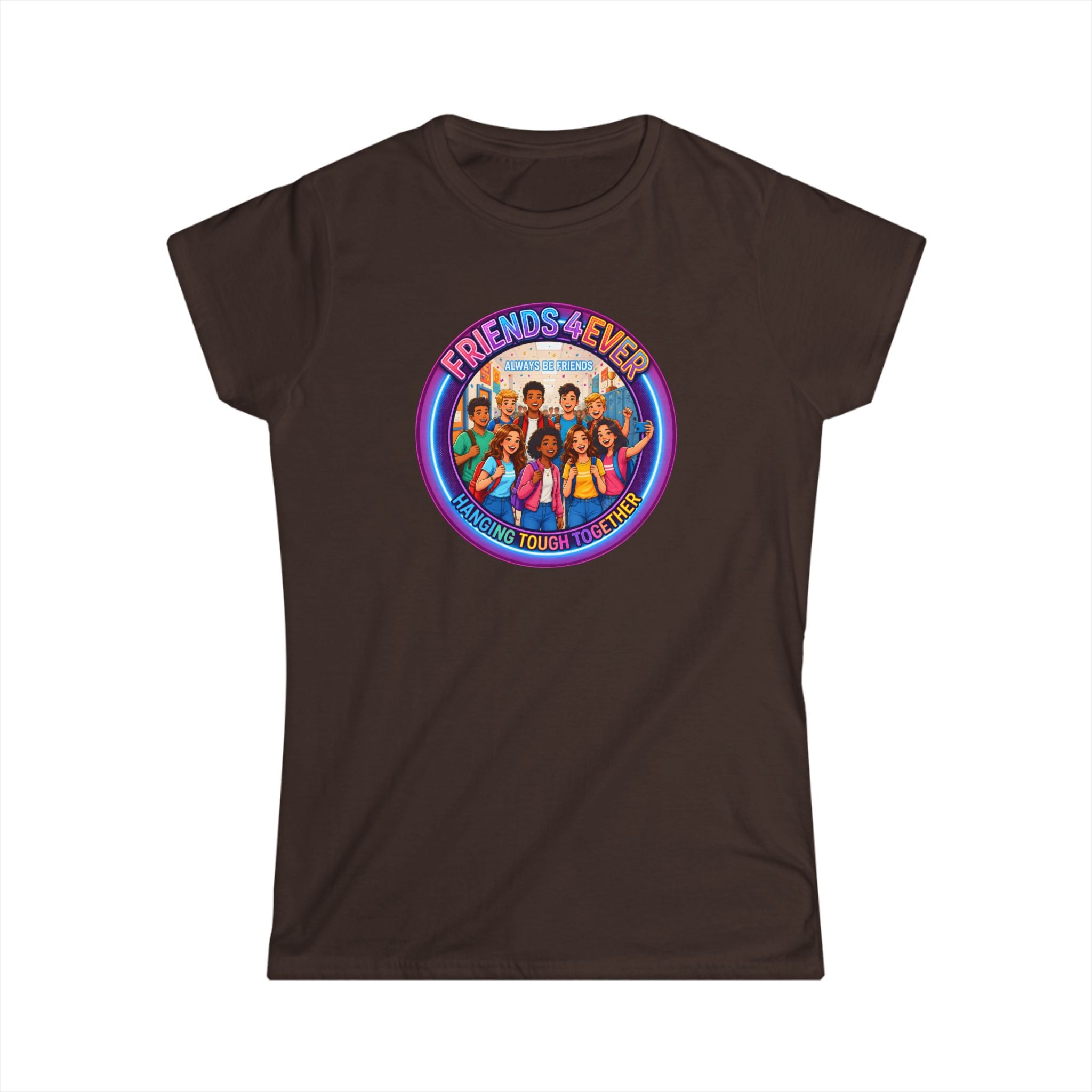 "Friends 4Ever" Graphic Tee — Retro Diverse Girl Squad Shirt