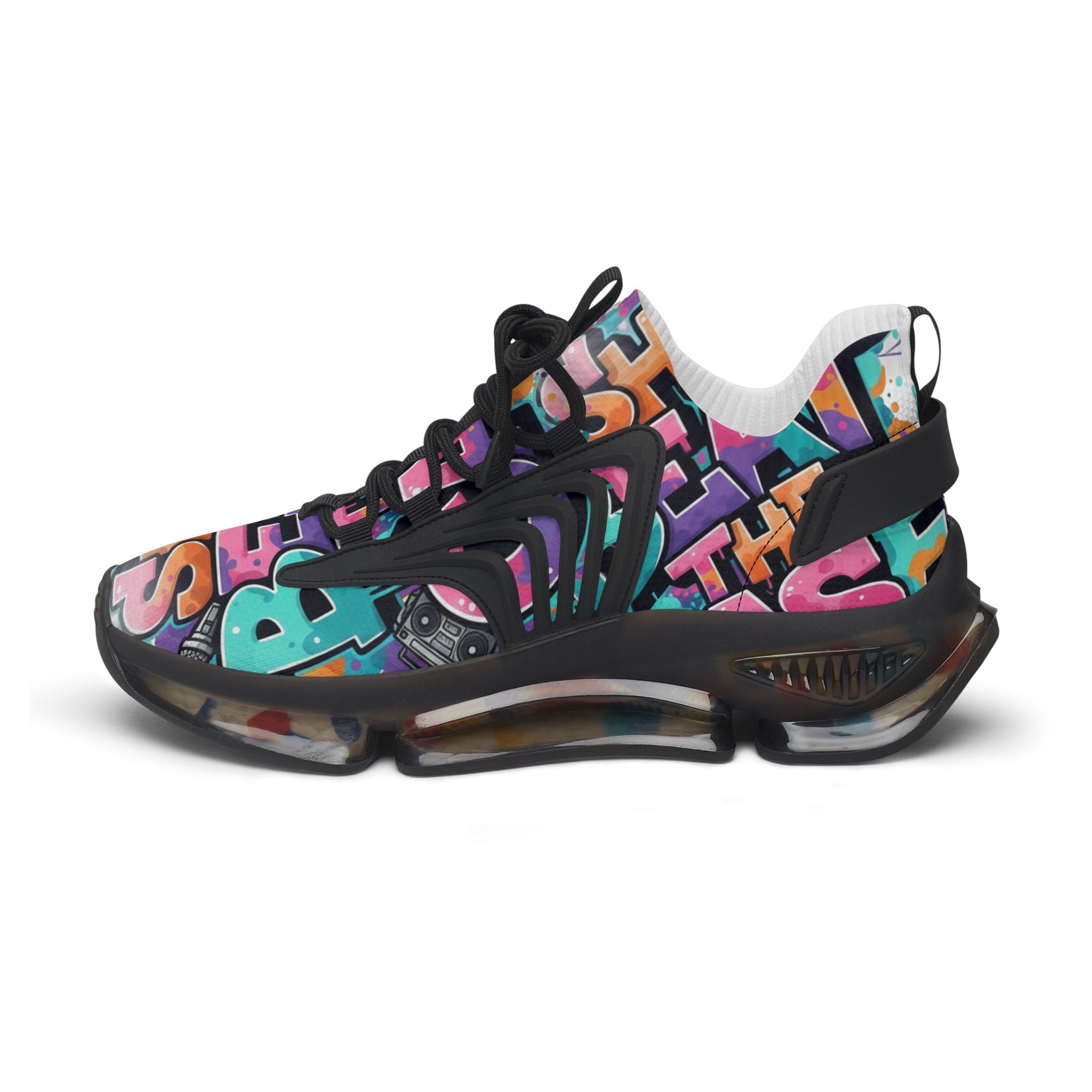 Women’s Mesh Sneakers —"She Beat The Case"Colorful Graffiti Statement Athletic Shoes
