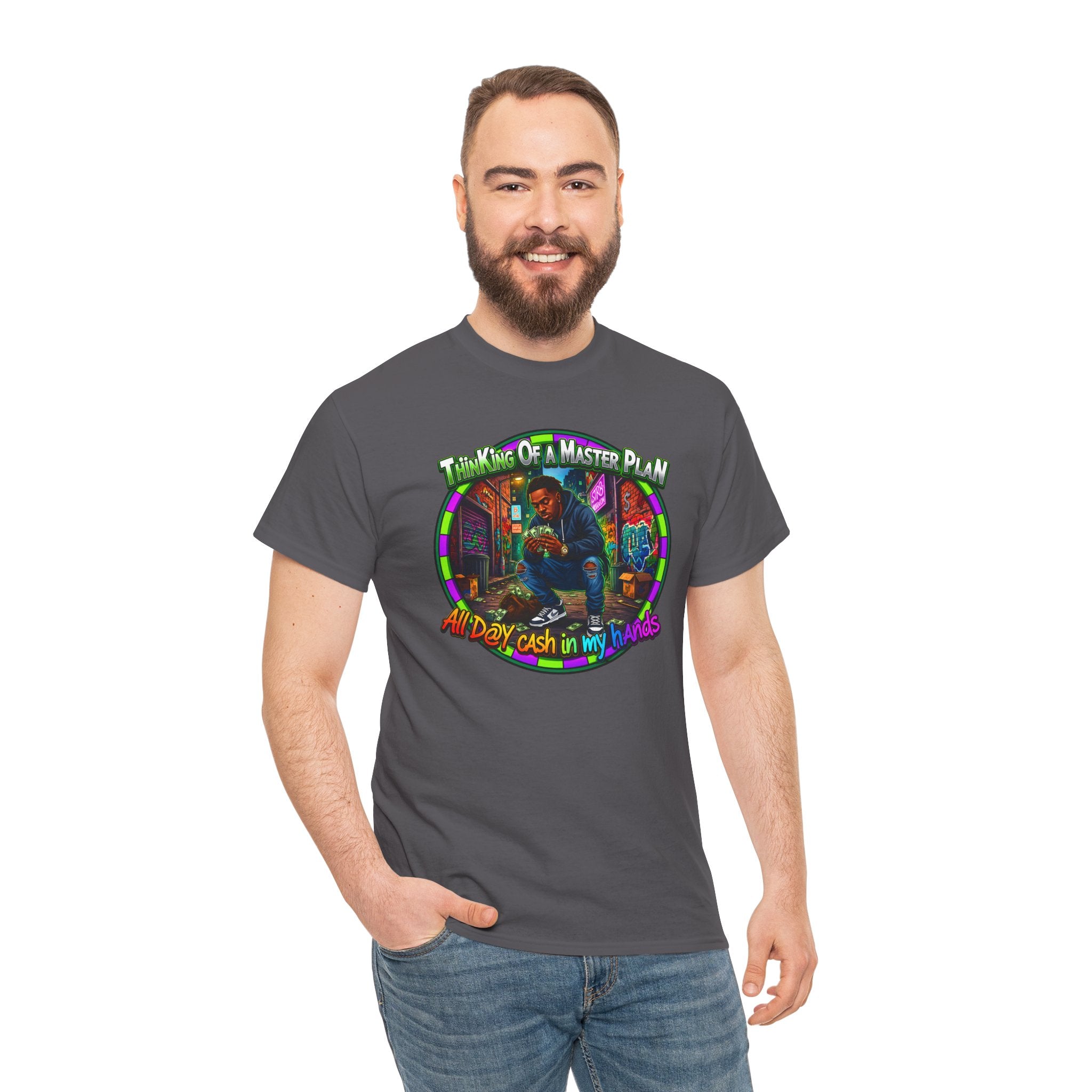 T-Shirt — "Thinking of a Master Plan" Colorful Retro Hip-Hop Graphic Tee