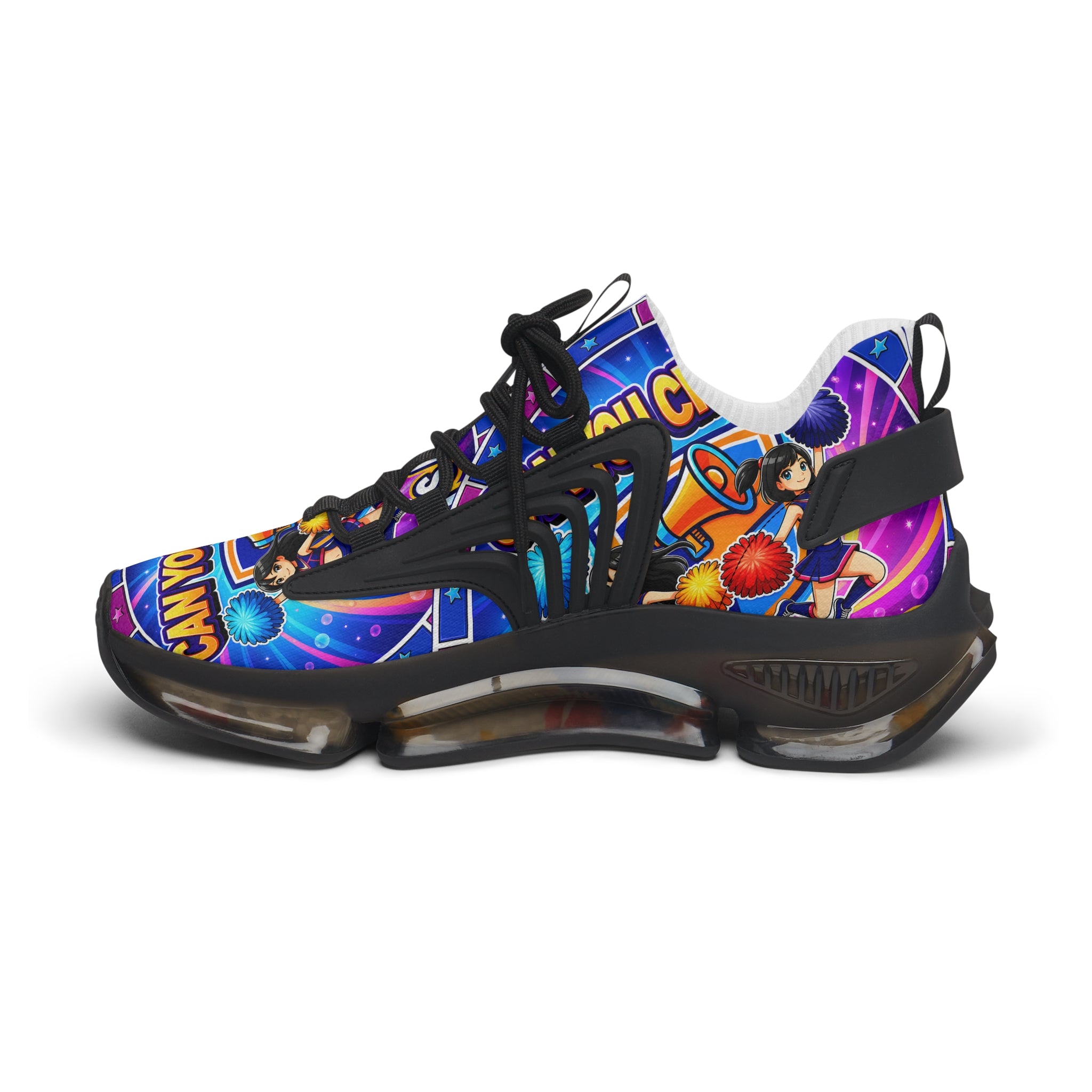 Women's Mesh Sneakers " Can You Cheer?" — Colorful Retro Graphic Athletic Shoes