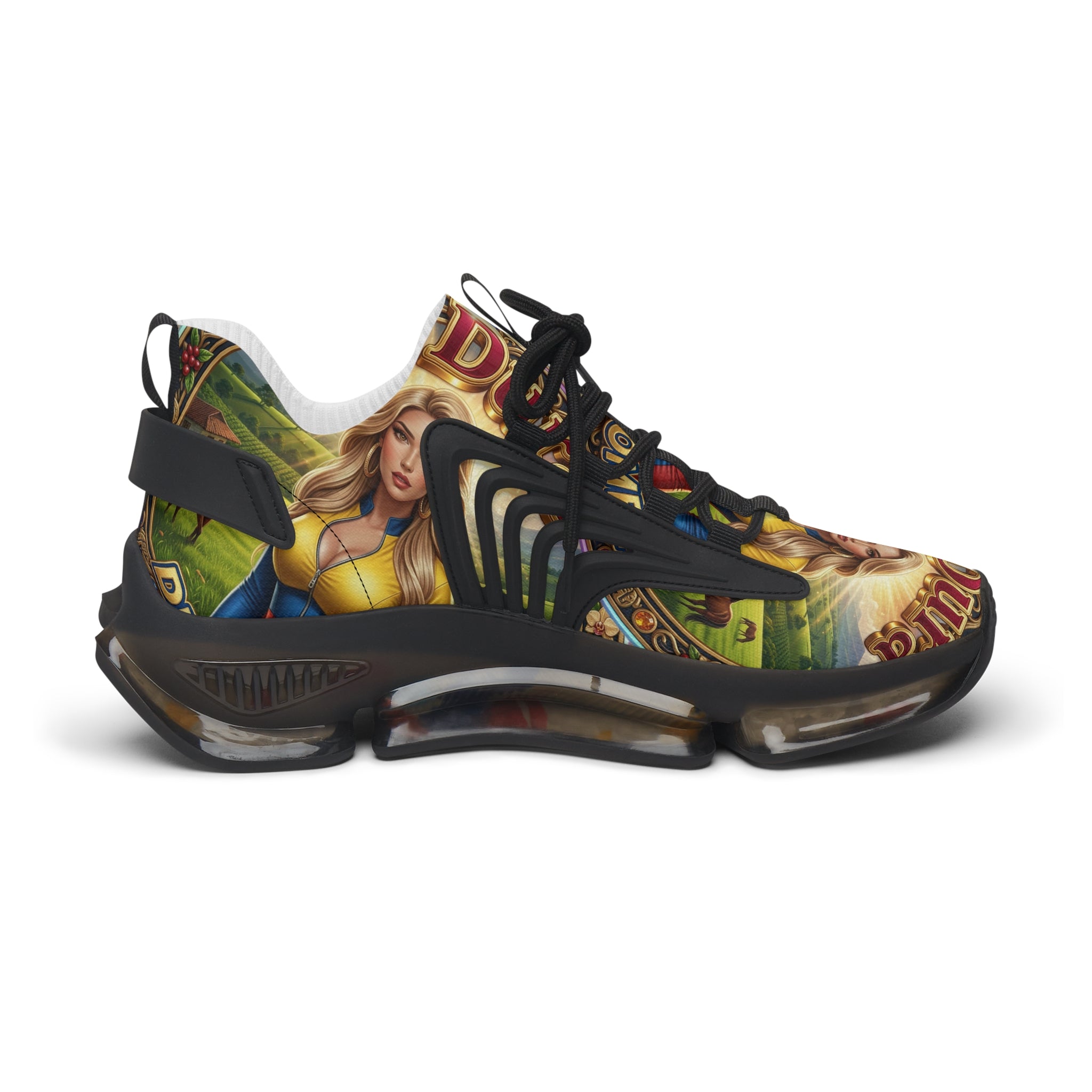 Women's Mesh Sneakers —"La Dura De Colombia " Vintage Country Girl Graphic Athletic Shoes