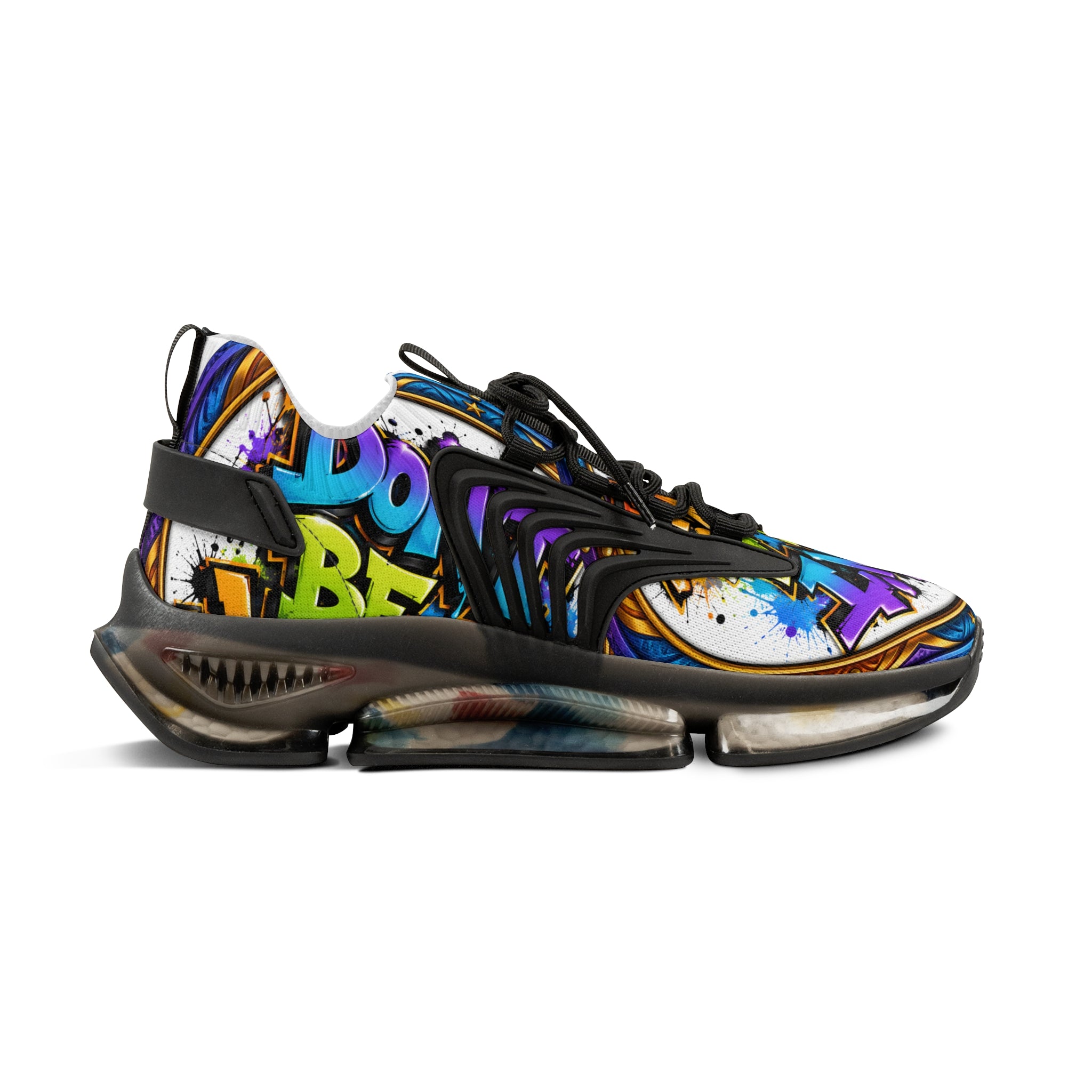 Men's Mesh Sneakers — " Don't Be A Junkie" Colorful 'Don't Be a Junkie' Graffiti Athletic Shoes