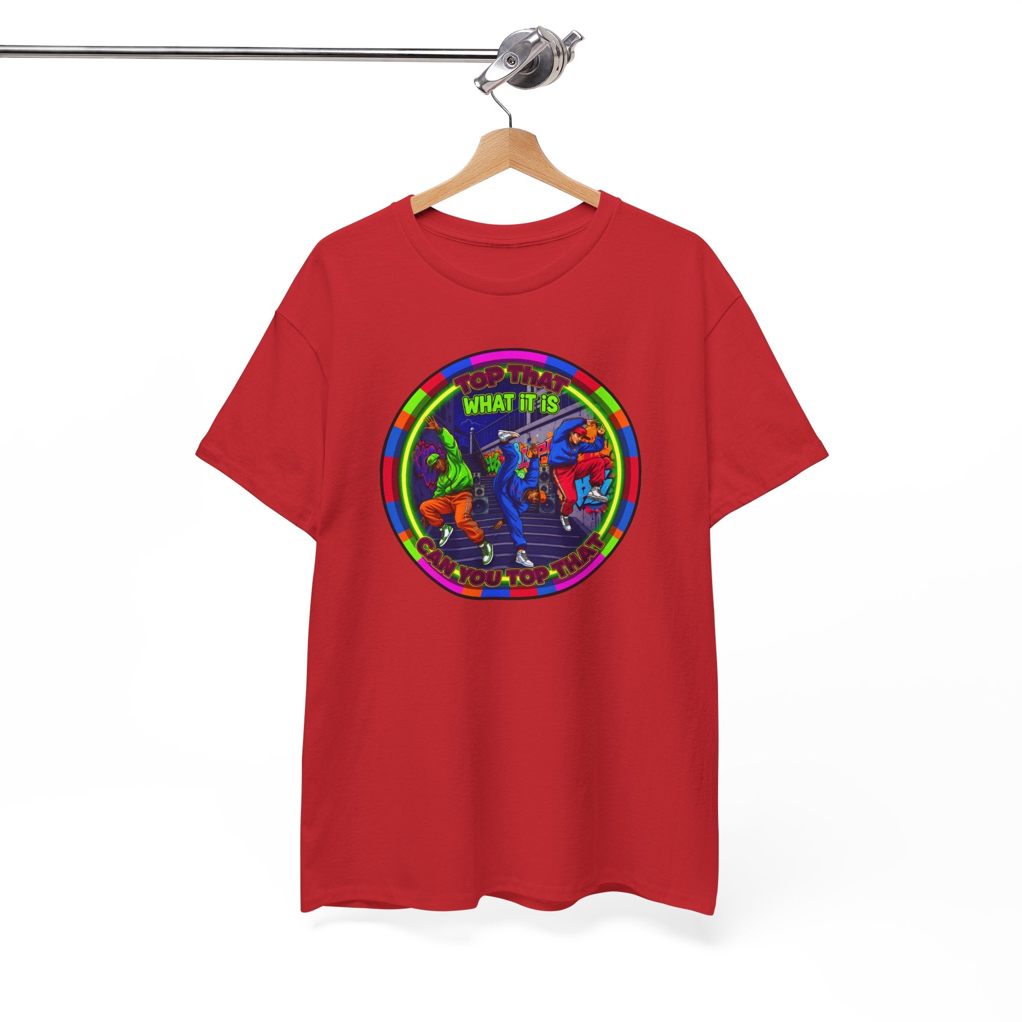 Dance Crew T-Shirt – "Top That What It Is" Retro Neon Graphic Tee