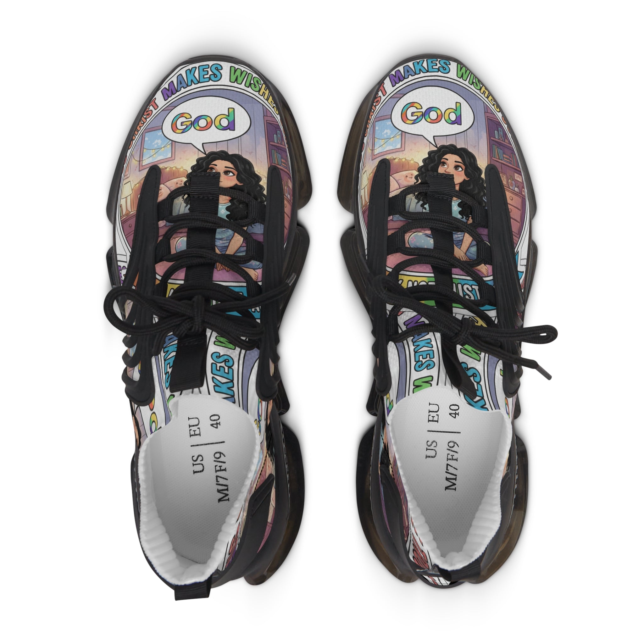 Mesh Sneakers — Inspirational  "Jesus Christ Makes Wishes Come True "Graphic Women’s Athletic Shoes