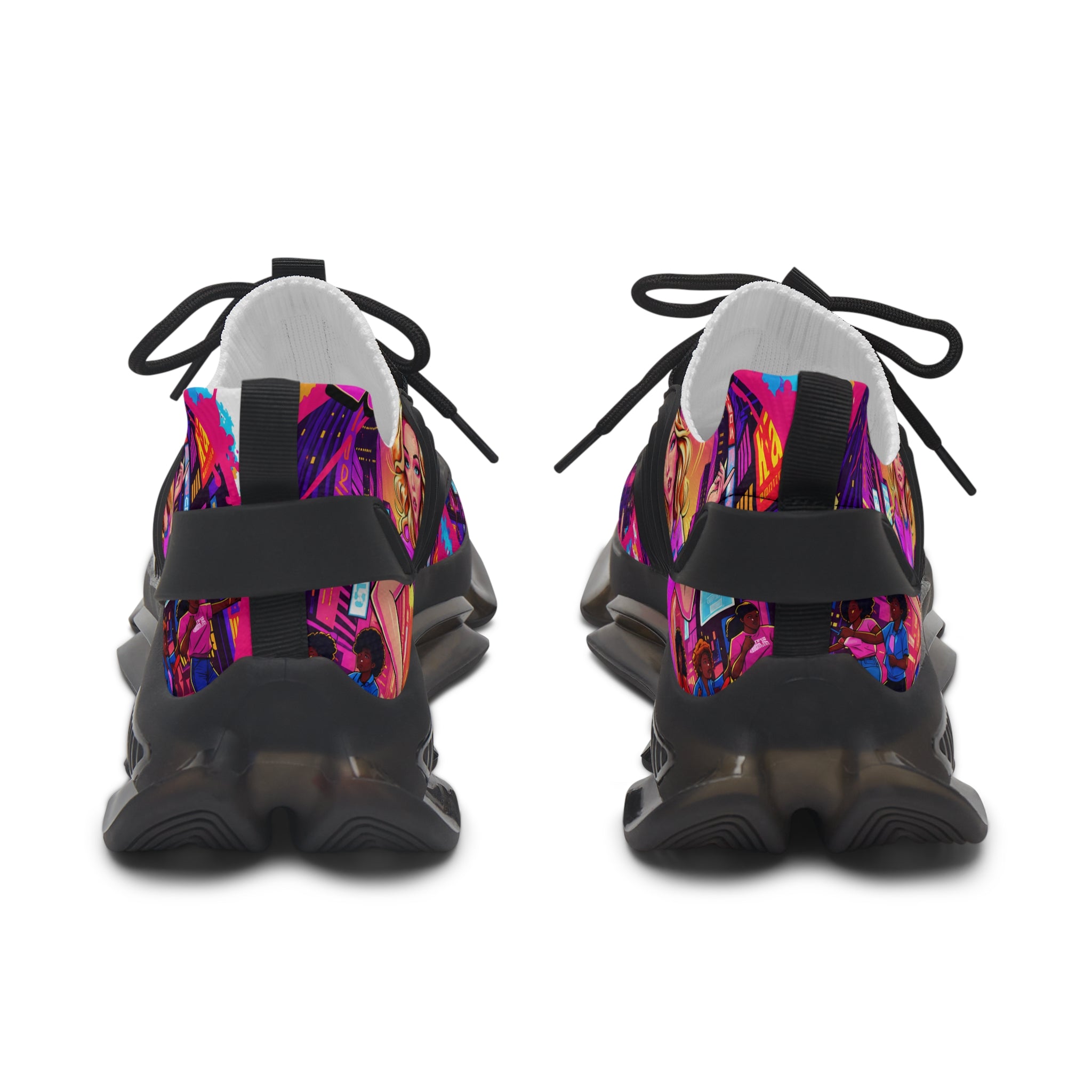 Women's Mesh Sneakers — "Shake Your Love Dance "Colorful Retro Pop Art Graphic Trainers