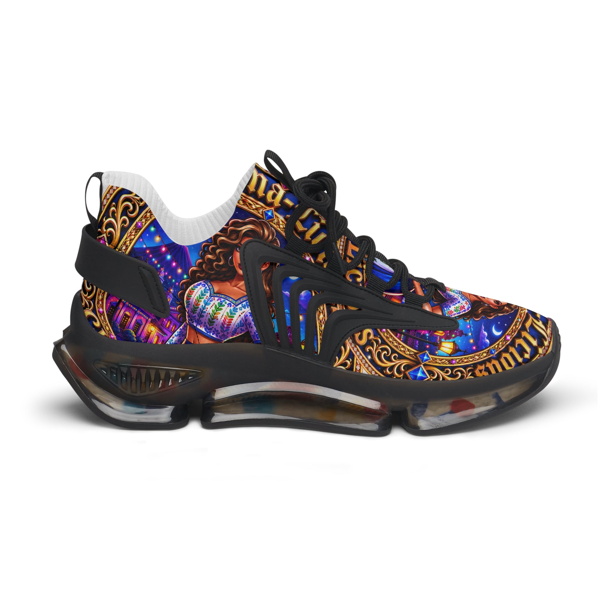 Women's Mesh Sneakers —"Chapina-Licious "Vibrant Saint-inspired Graphic Athletic Shoes
