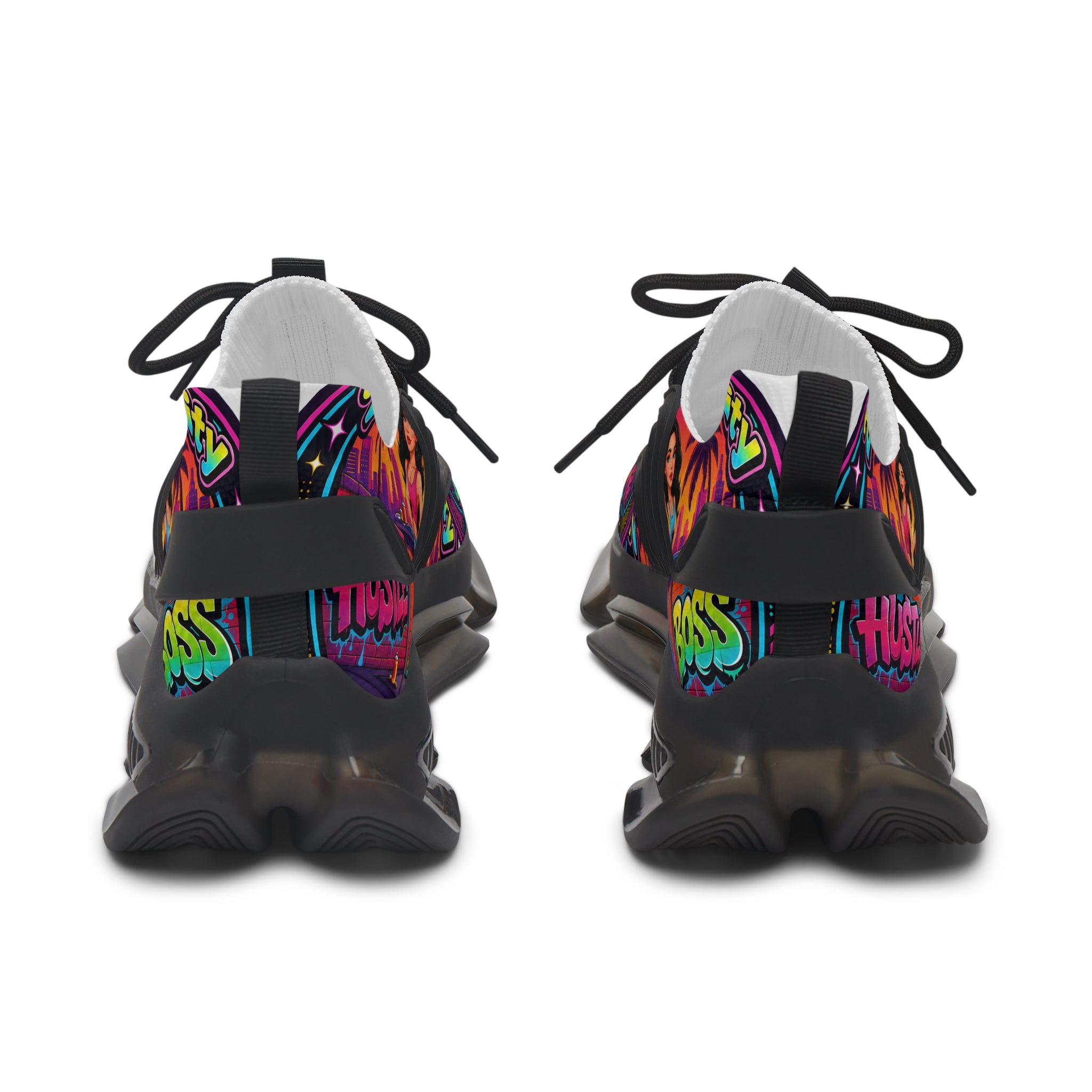 Women’s Mesh Sneakers — Colorful Retro '2Fly Girls From The City' Graphic Athletic Shoes