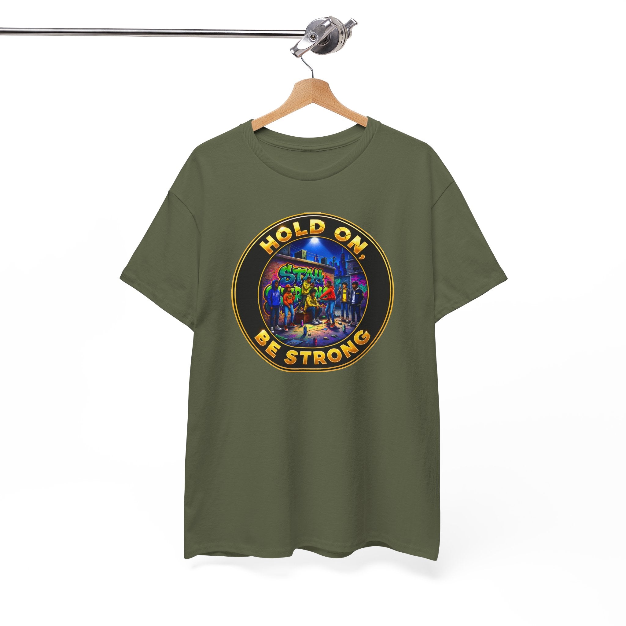 T-Shirt — 'Hold On Be Strong' Inspirational Retro Circle Graphic Tee