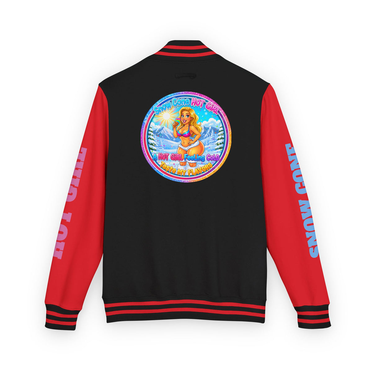 Angel Pinup Letterman Jacket — "Snowcone Hot Girl " Graphic Varsity Jacket