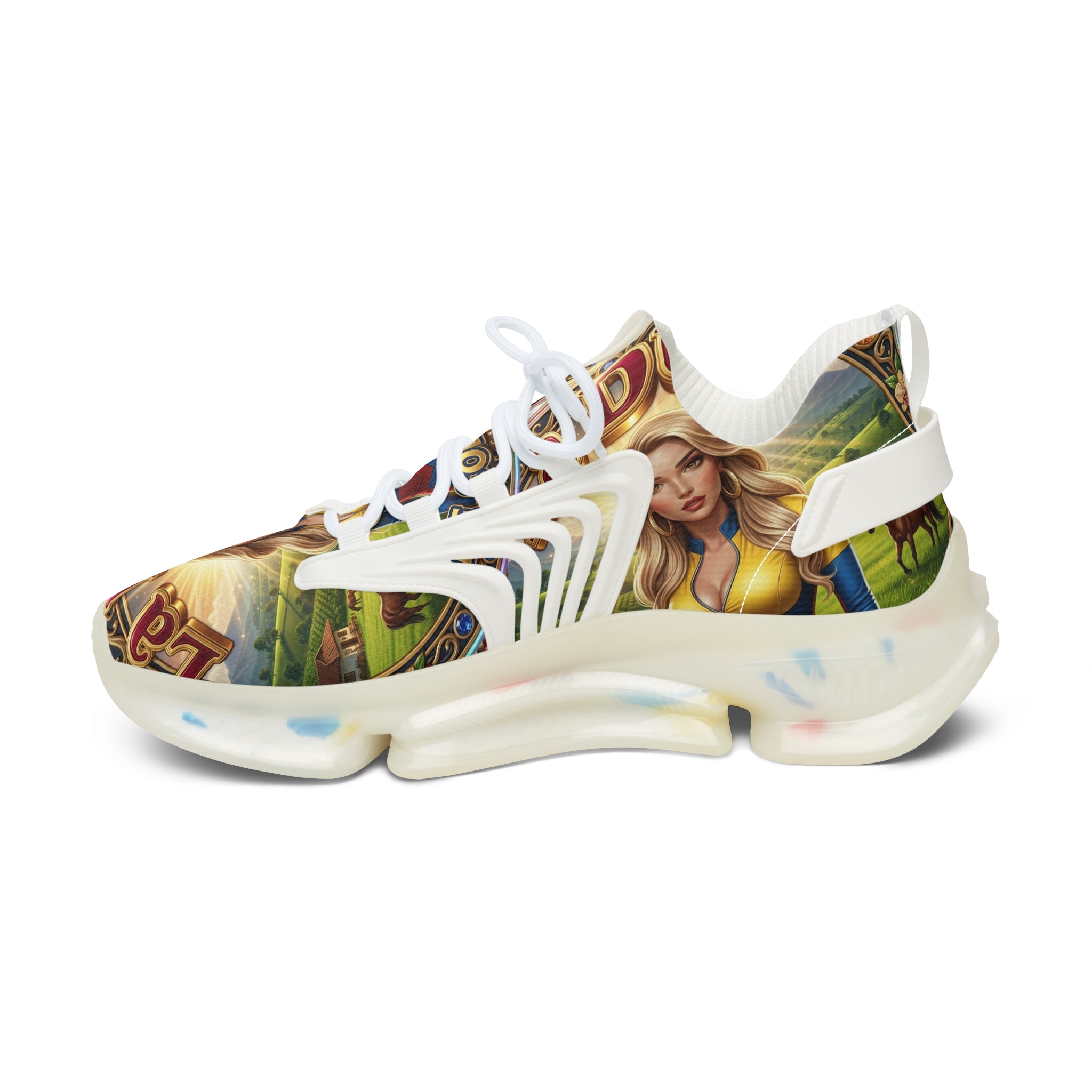 Women's Mesh Sneakers —"La Dura De Colombia " Vintage Country Girl Graphic Athletic Shoes