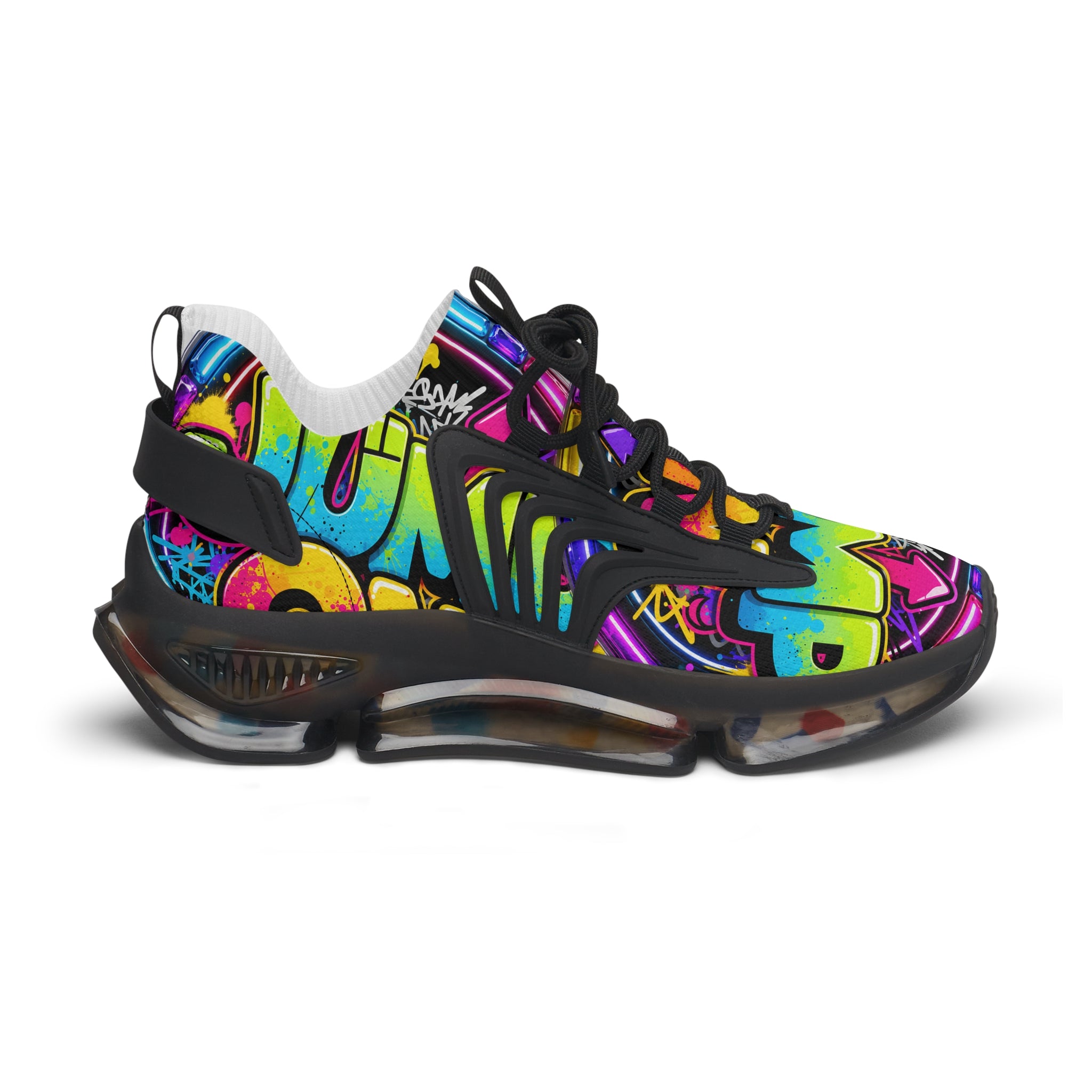 Women's Mesh Sneakers — "Jump On" Colorful Graffiti Streetwear Athletic Shoes
