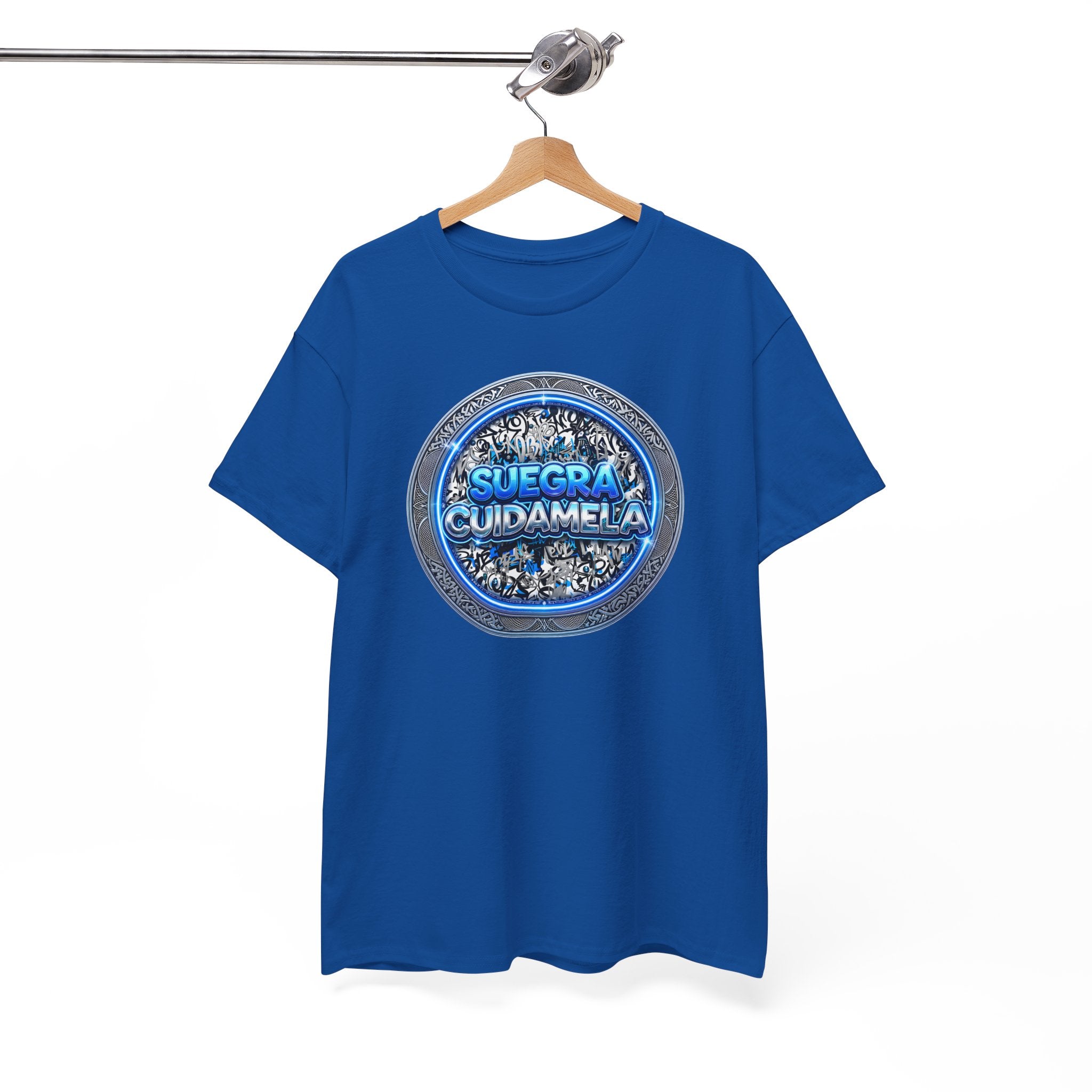 T-Shirt — Suegra Cuídame (Blue Floral Emblem)