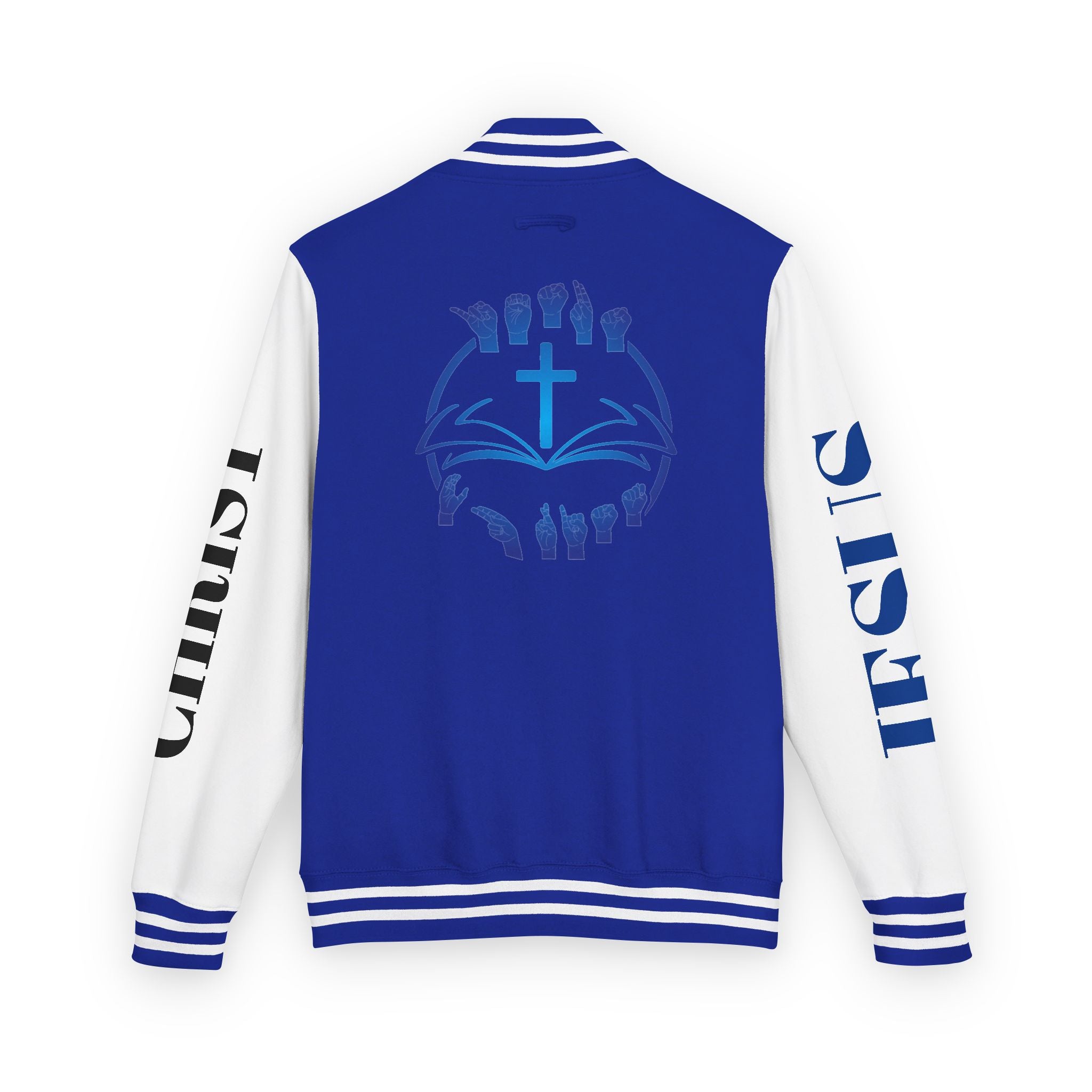 Christian Cross Letterman Jacket — Faith Crewneck Varsity Jacket