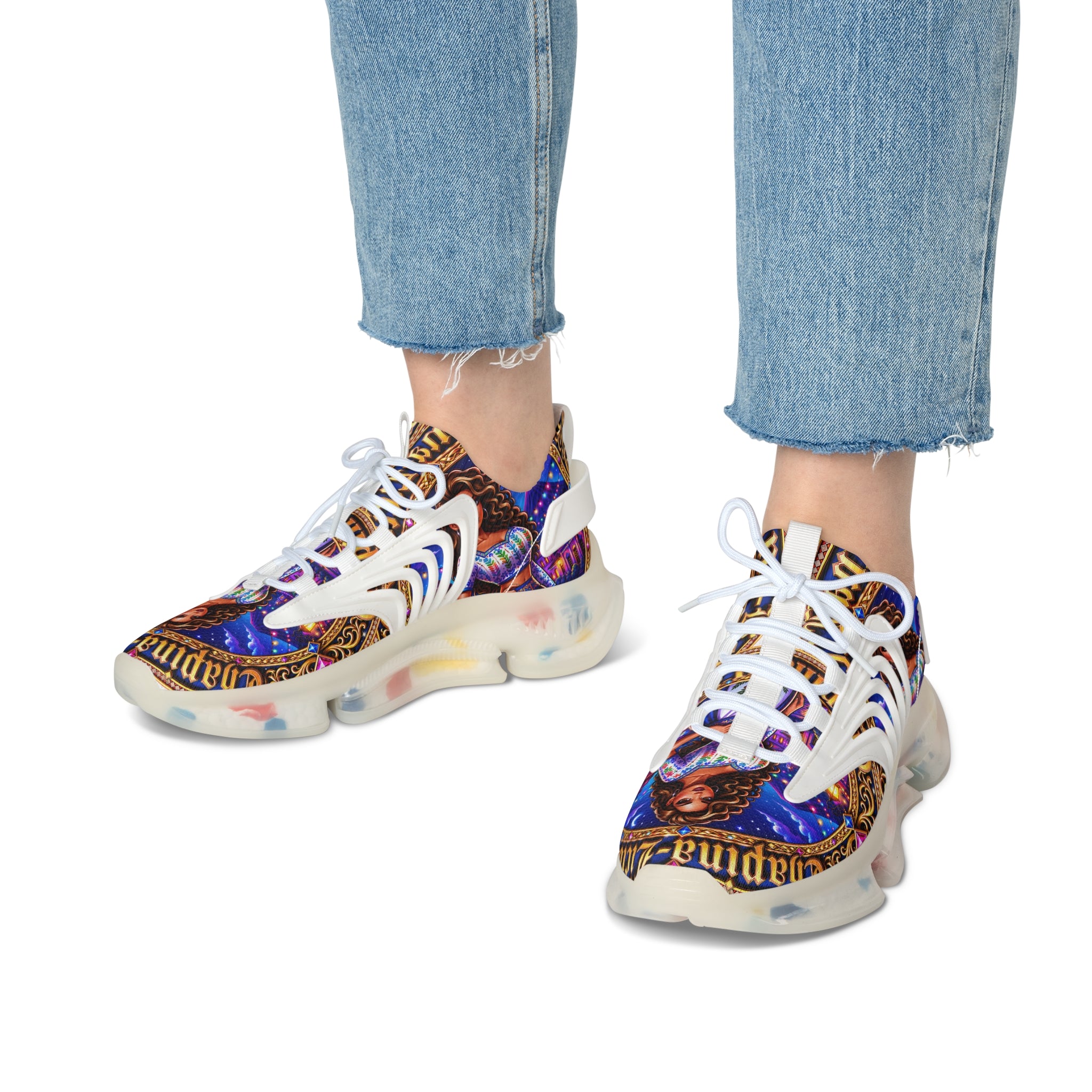 Women's Mesh Sneakers —"Chapina-Licious "Vibrant Saint-inspired Graphic Athletic Shoes