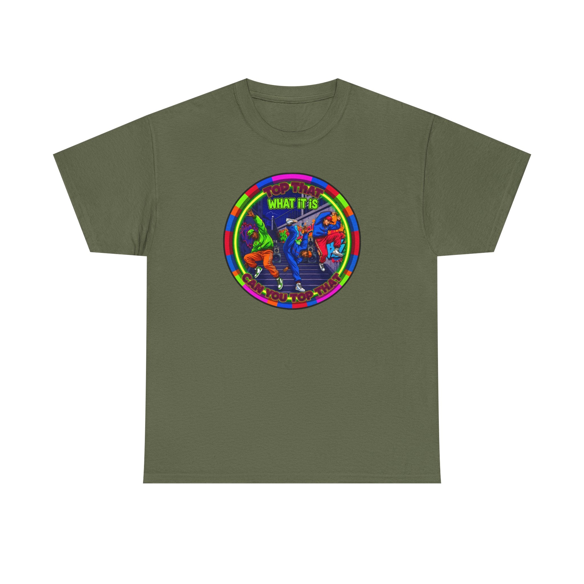 Dance Crew T-Shirt – "Top That What It Is" Retro Neon Graphic Tee