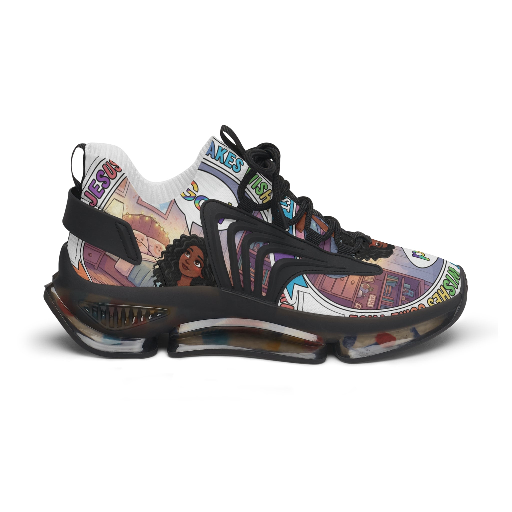 Women's Mesh Sneakers — " Jesus Christ Makes Wishes Come True " Graphic Athletic Shoes