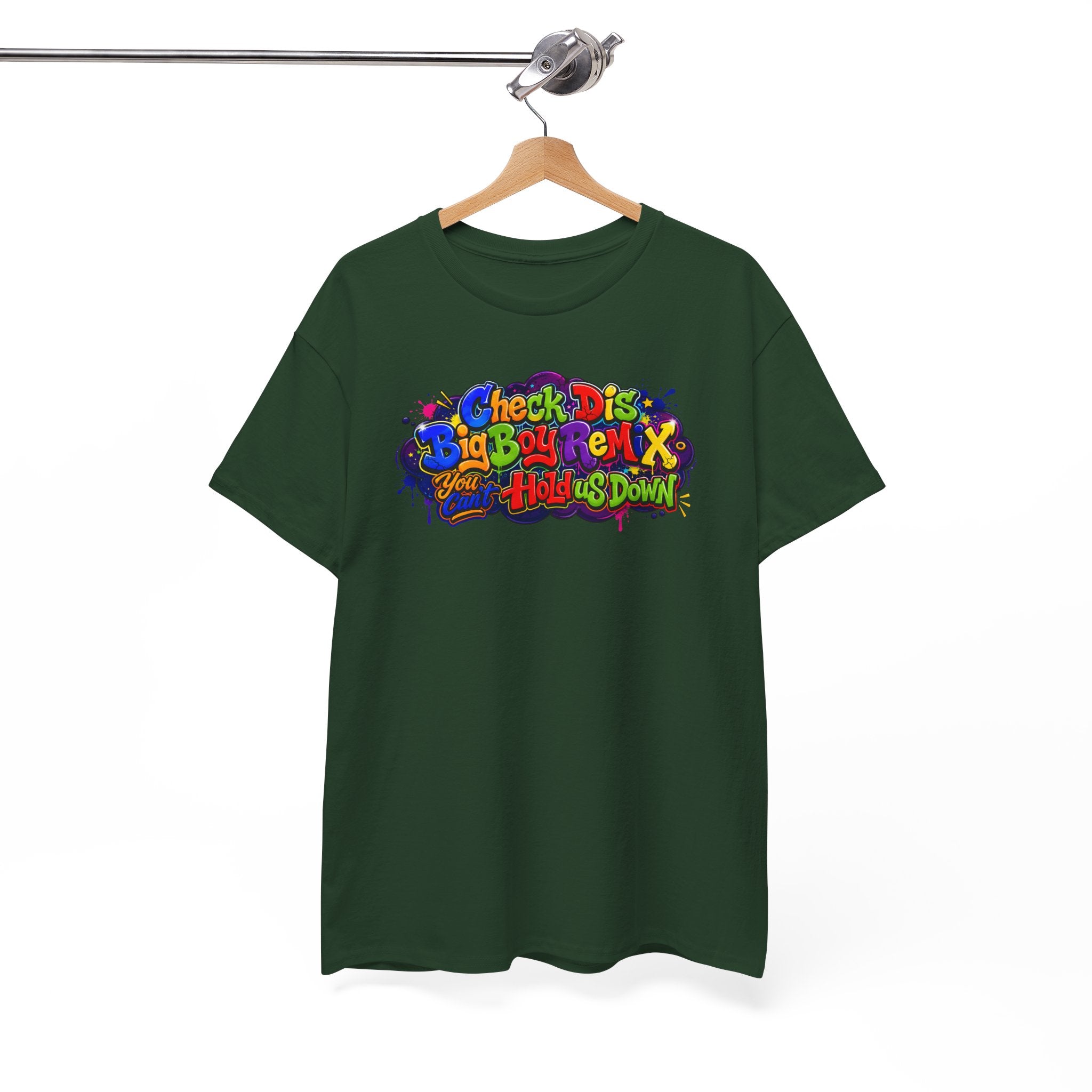Graphic Tee — Colorful 'Check Dis Big Boy Remix' Retro Street Art T-Shirt