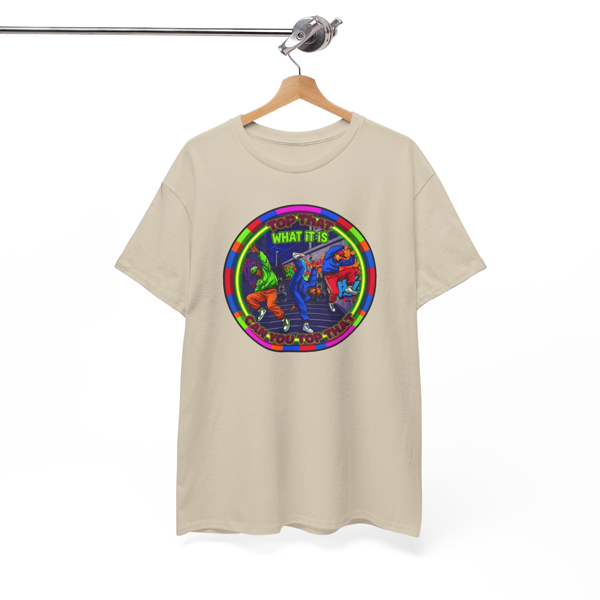 Dance Crew T-Shirt – "Top That What It Is" Retro Neon Graphic Tee