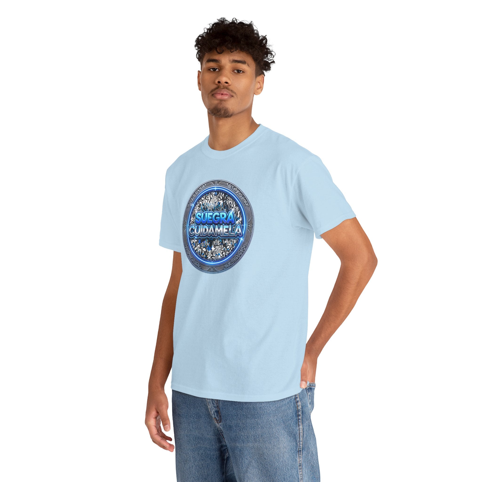 T-Shirt — Suegra Cuídame (Blue Floral Emblem)
