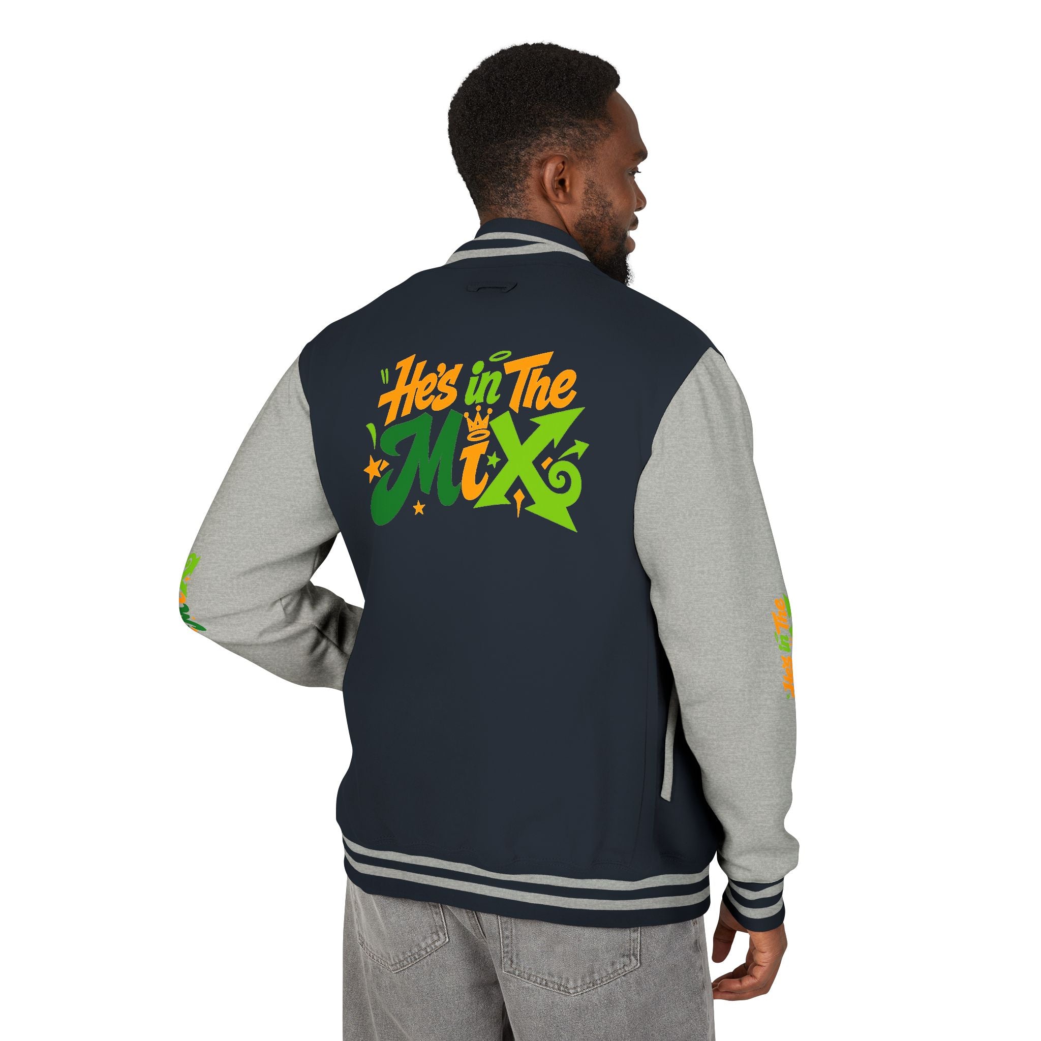 Letterman Jacket - "He's in the Mix" Retro Graffiti Varsity Jacket