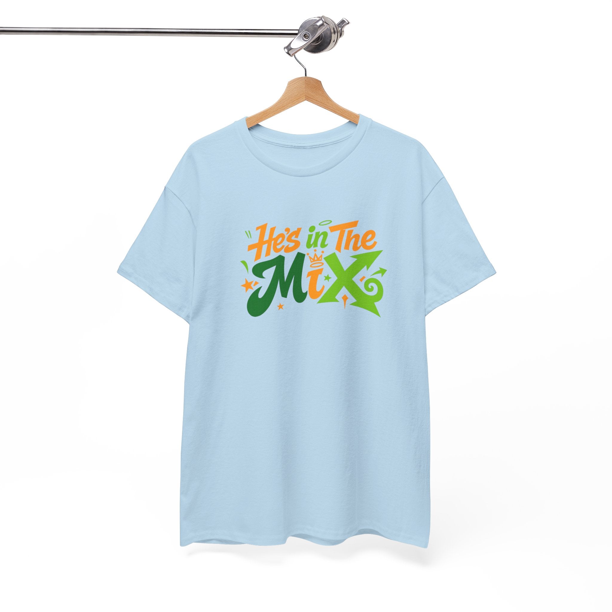 "He's in the Mix" T-Shirt — Retro Green & Orange DJ/Music Tee