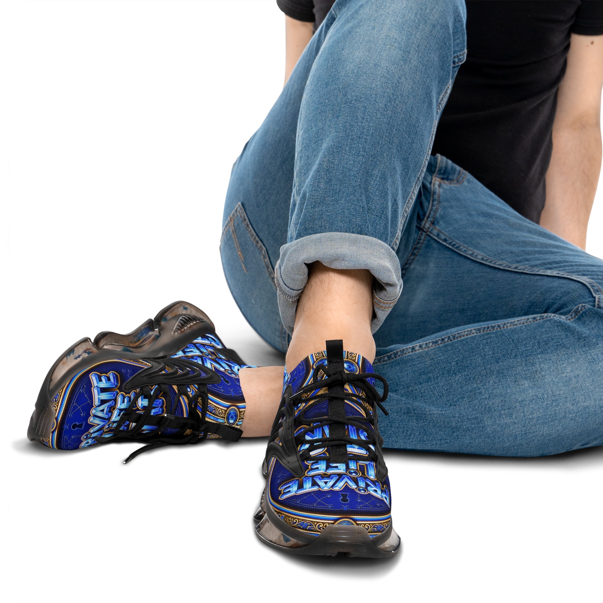 Mesh Sneakers — 'Private Life Style "Bold Blue Graphic Athletic Shoes