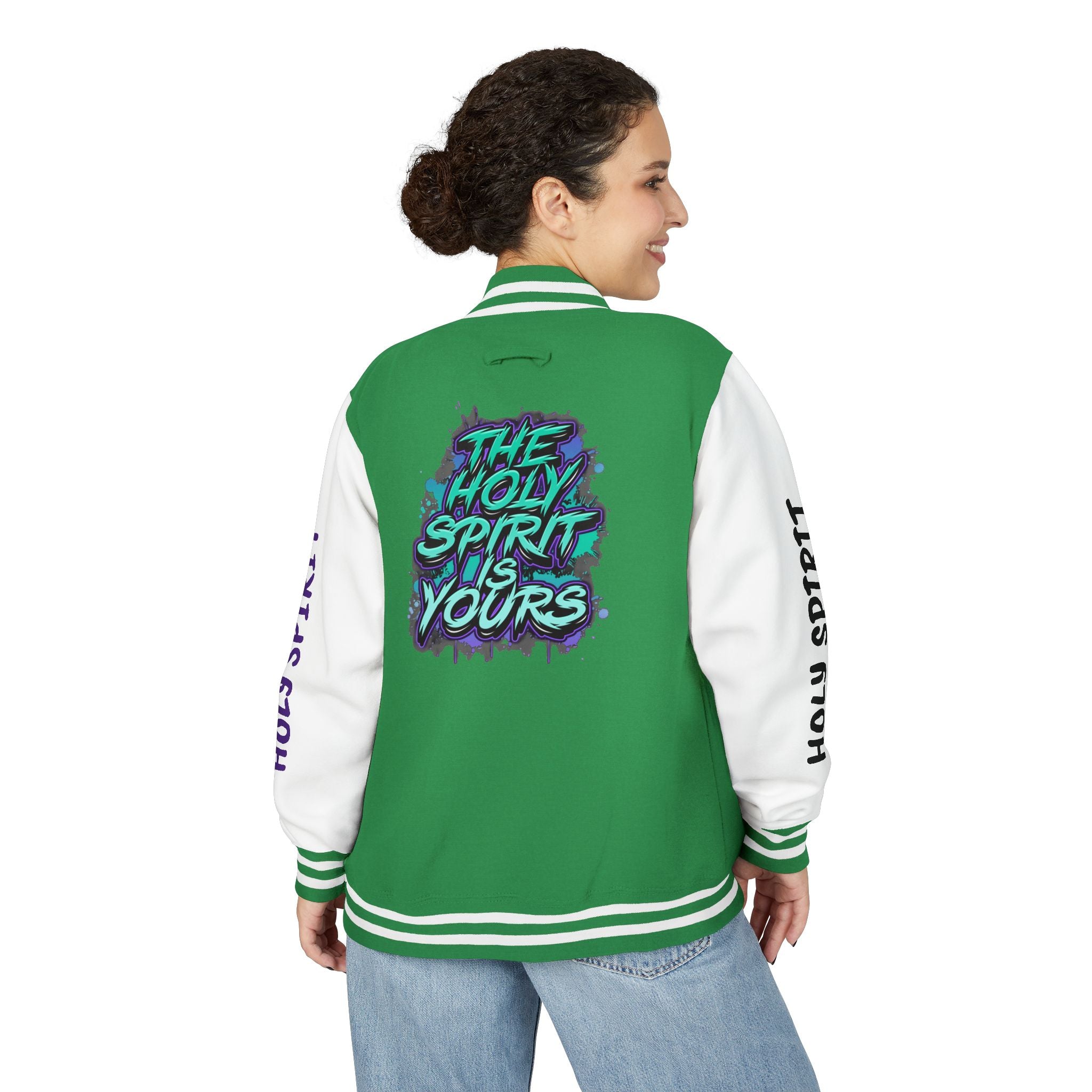 Letterman Jacket — "The Holy Spirit Is Yours" Graphic