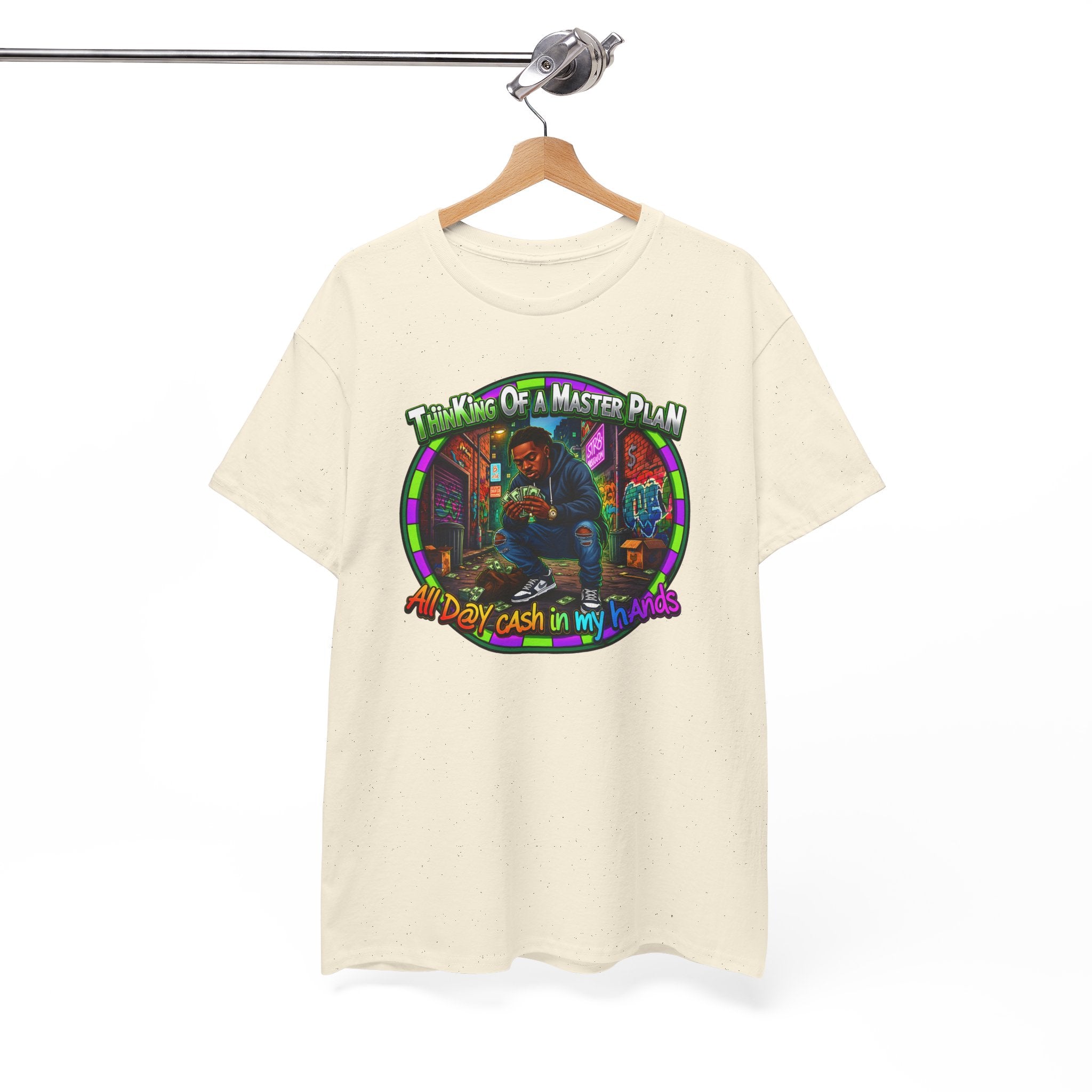 T-Shirt — "Thinking of a Master Plan" Colorful Retro Hip-Hop Graphic Tee
