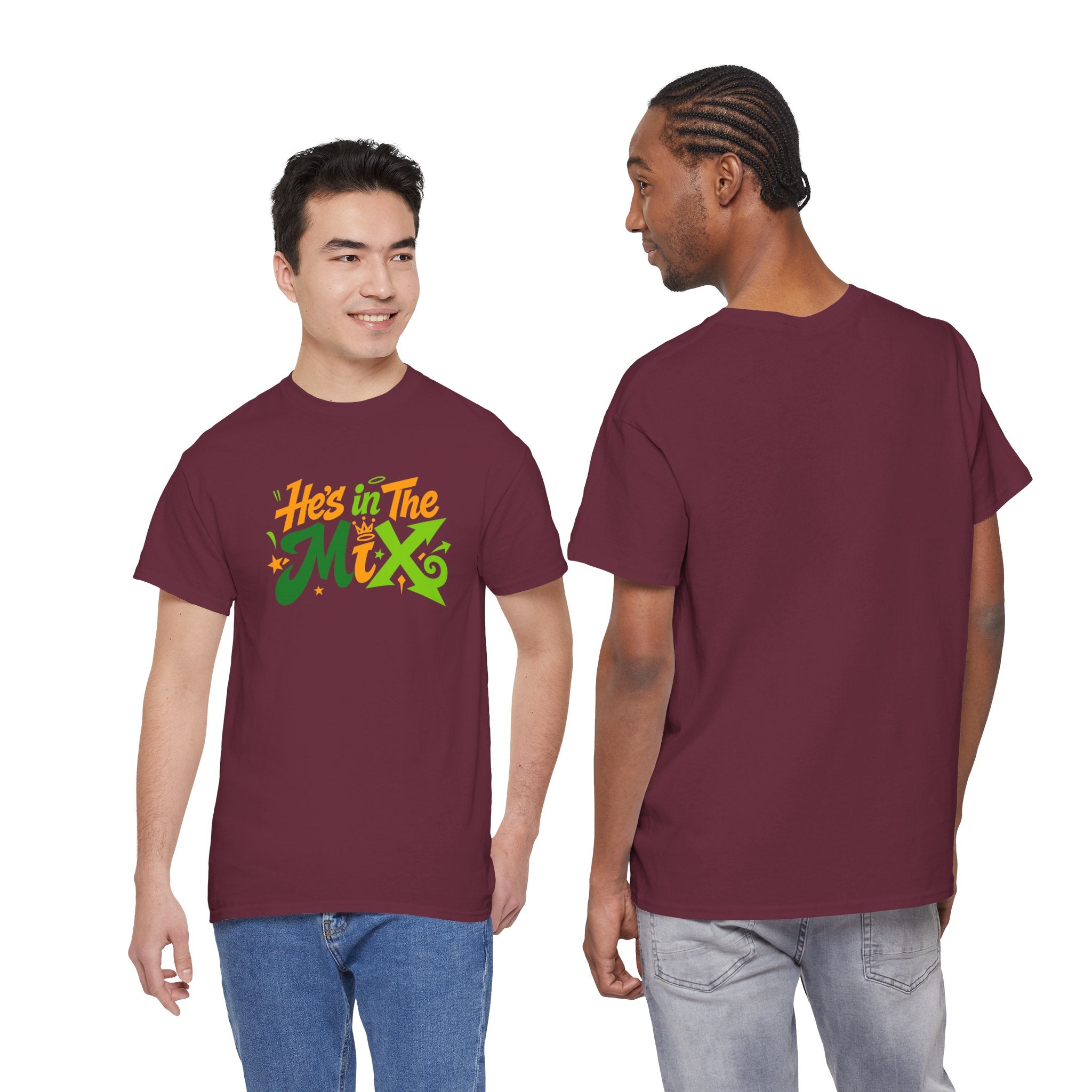 "He's in the Mix" T-Shirt — Retro Green & Orange DJ/Music Tee