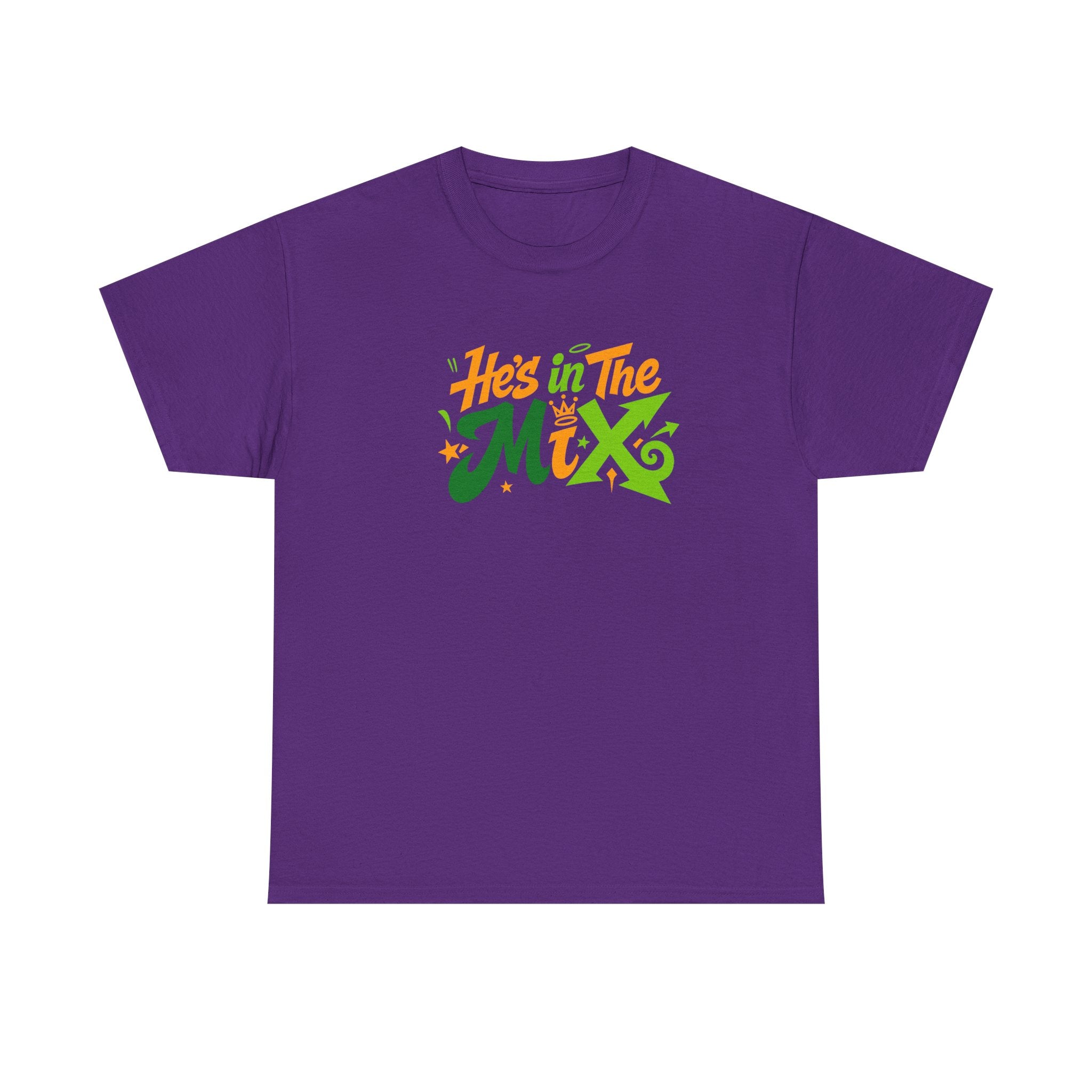 "He's in the Mix" T-Shirt — Retro Green & Orange DJ/Music Tee