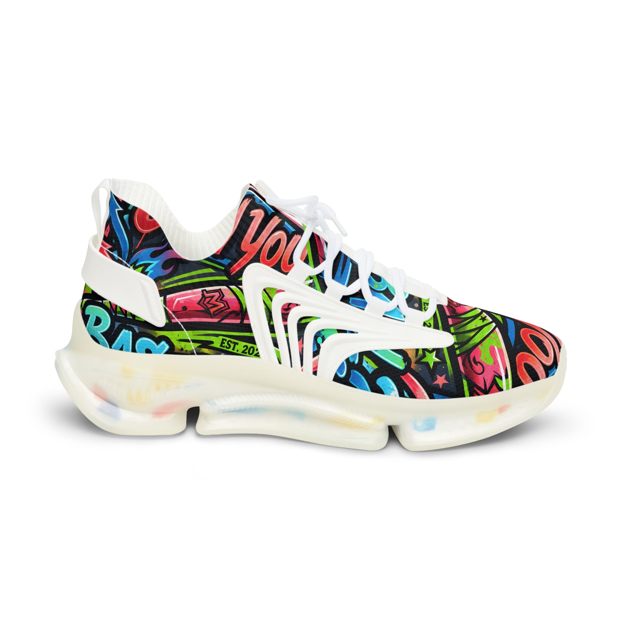 Mesh Sneakers —" Can You Baseball "Bold Graffiti Print Men's Athletic Shoes