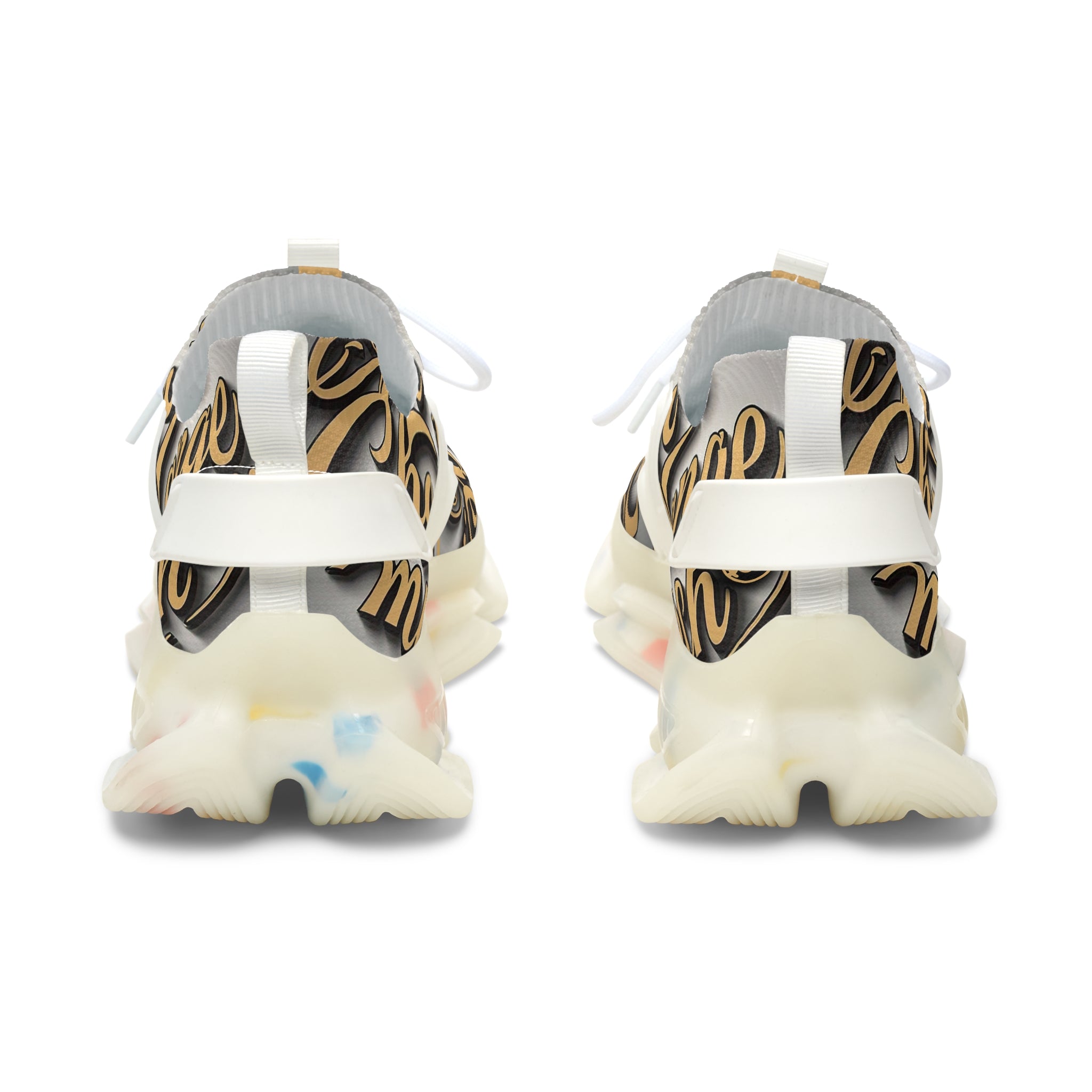 Women’s Mesh Sneakers — "Ain't  Change Much "Cream Script Logo Athletic Shoes