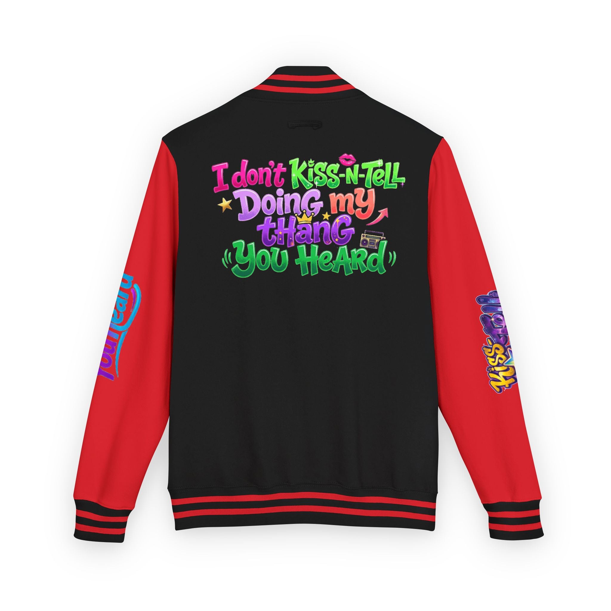 Letterman Jacket — "I Don't Kiss-N-Tell, Doing My Thang You Heard" Colorful Streetwear