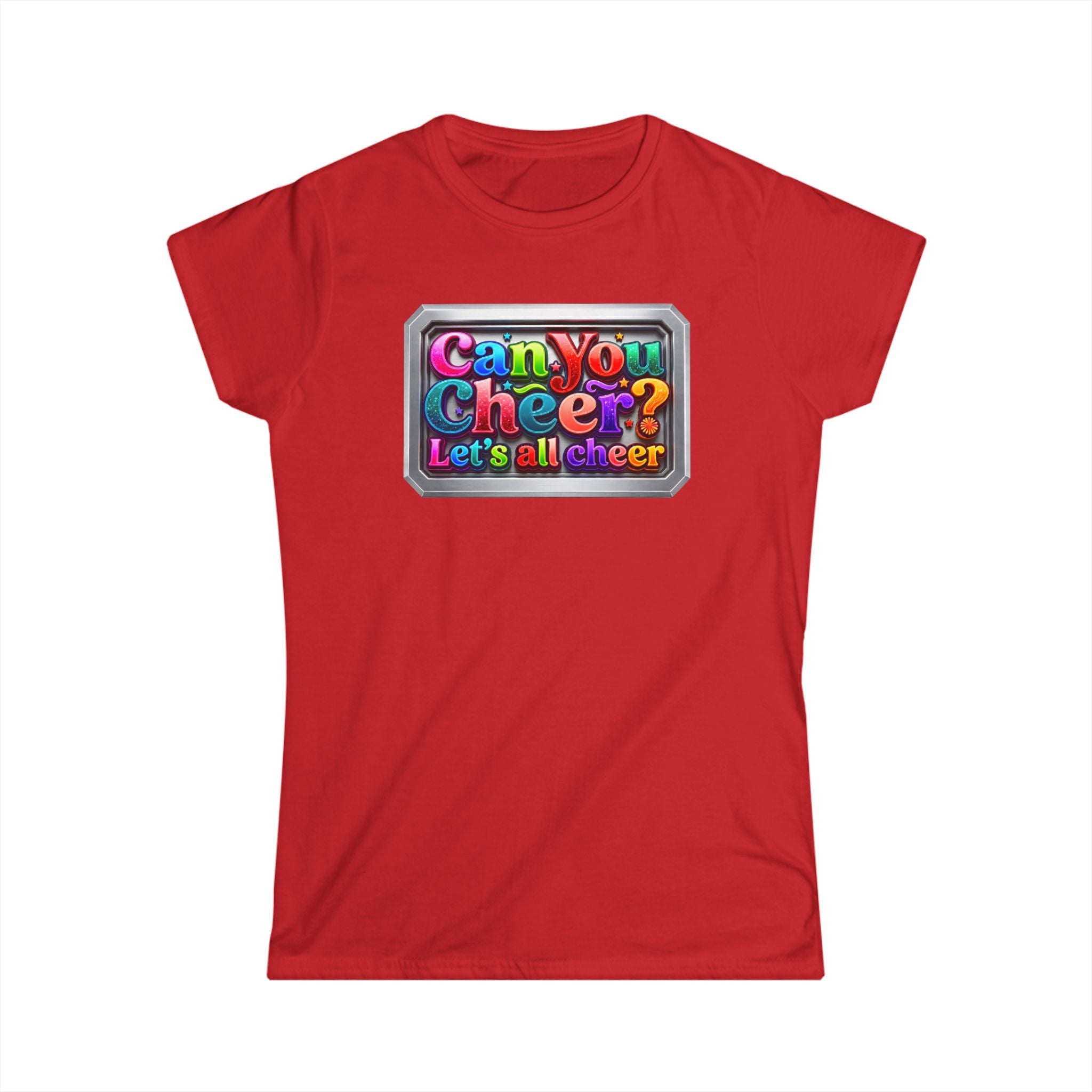 Cheer Squad Tee — "Can You Cheer, Let's All Cheer" Colorful Cheerleading Graphic