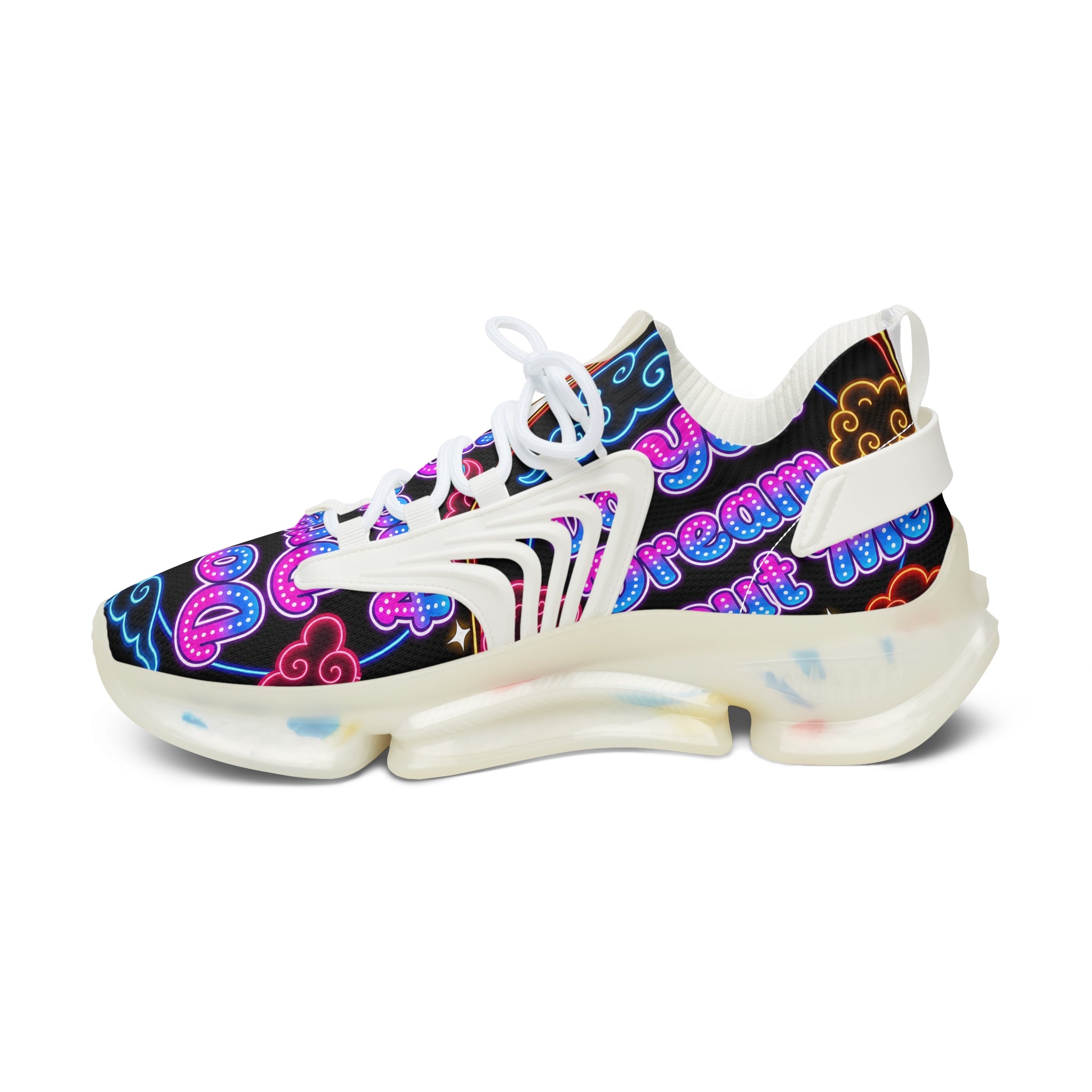 Women's Mesh Sneakers — Neon Cloud 'Do You Dream' Athletic Shoes