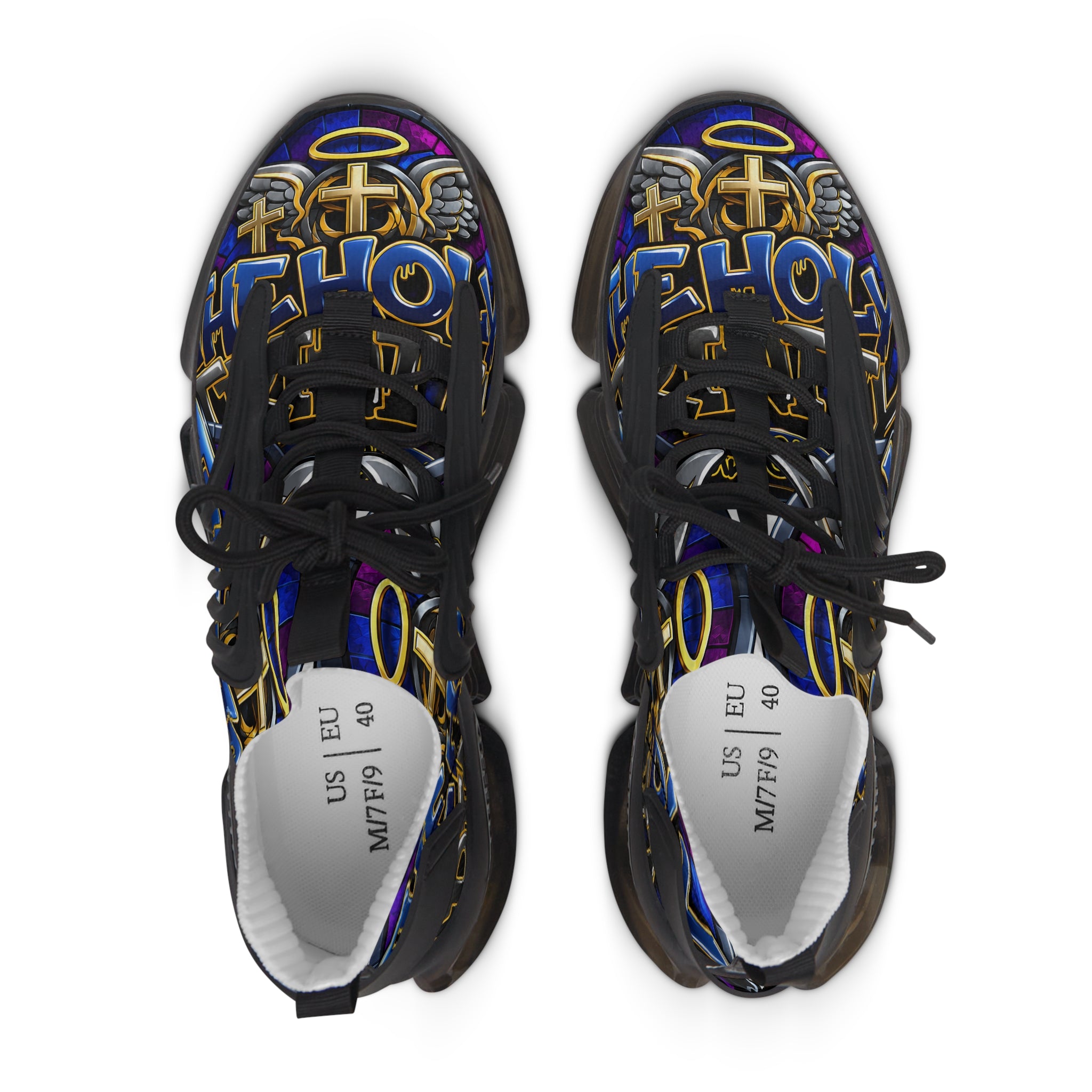 Mesh Sneakers — Bold Graffiti Halo Design for Women