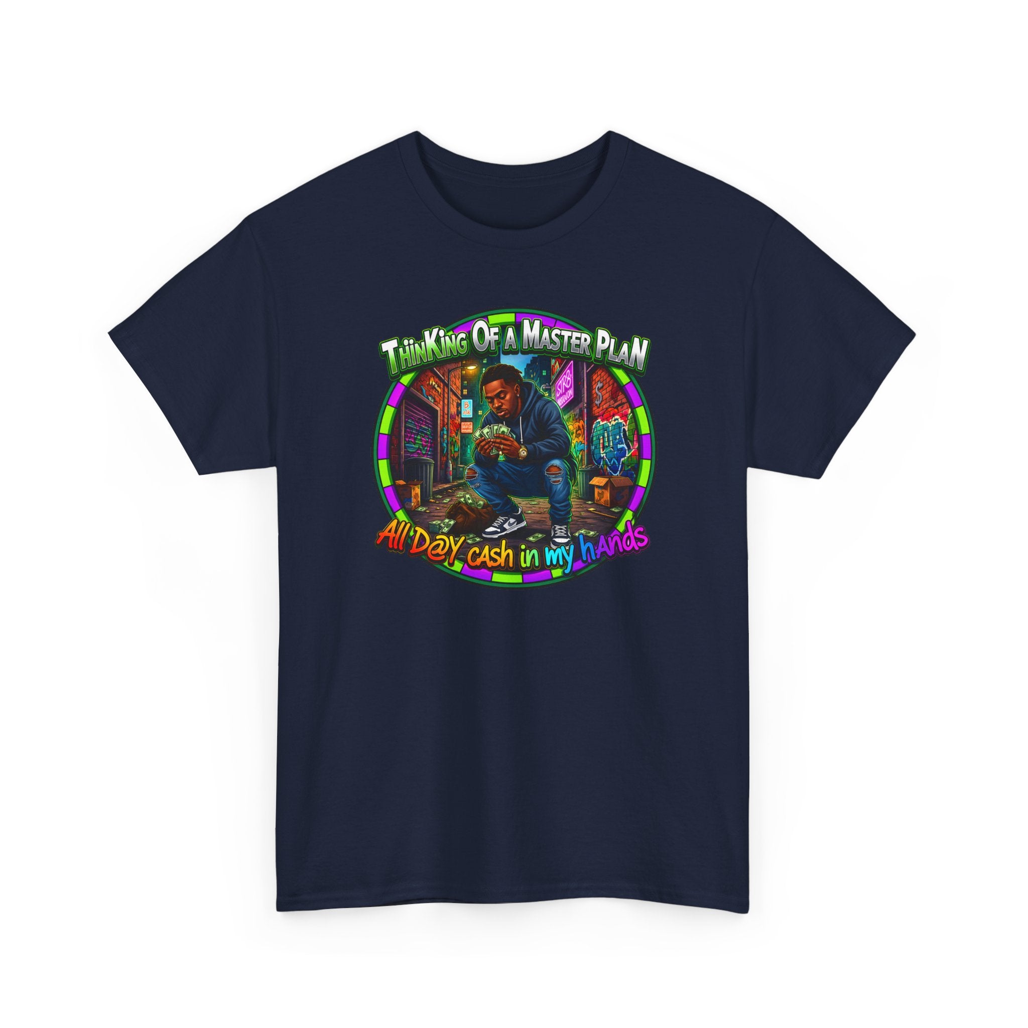 T-Shirt — "Thinking of a Master Plan" Colorful Retro Hip-Hop Graphic Tee