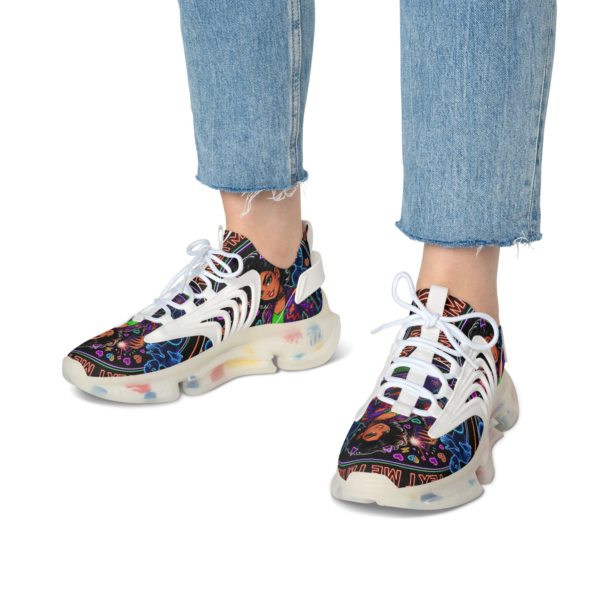 Women's Mesh Sneakers — Colorful Afrocentric Art Print Athletic Shoes