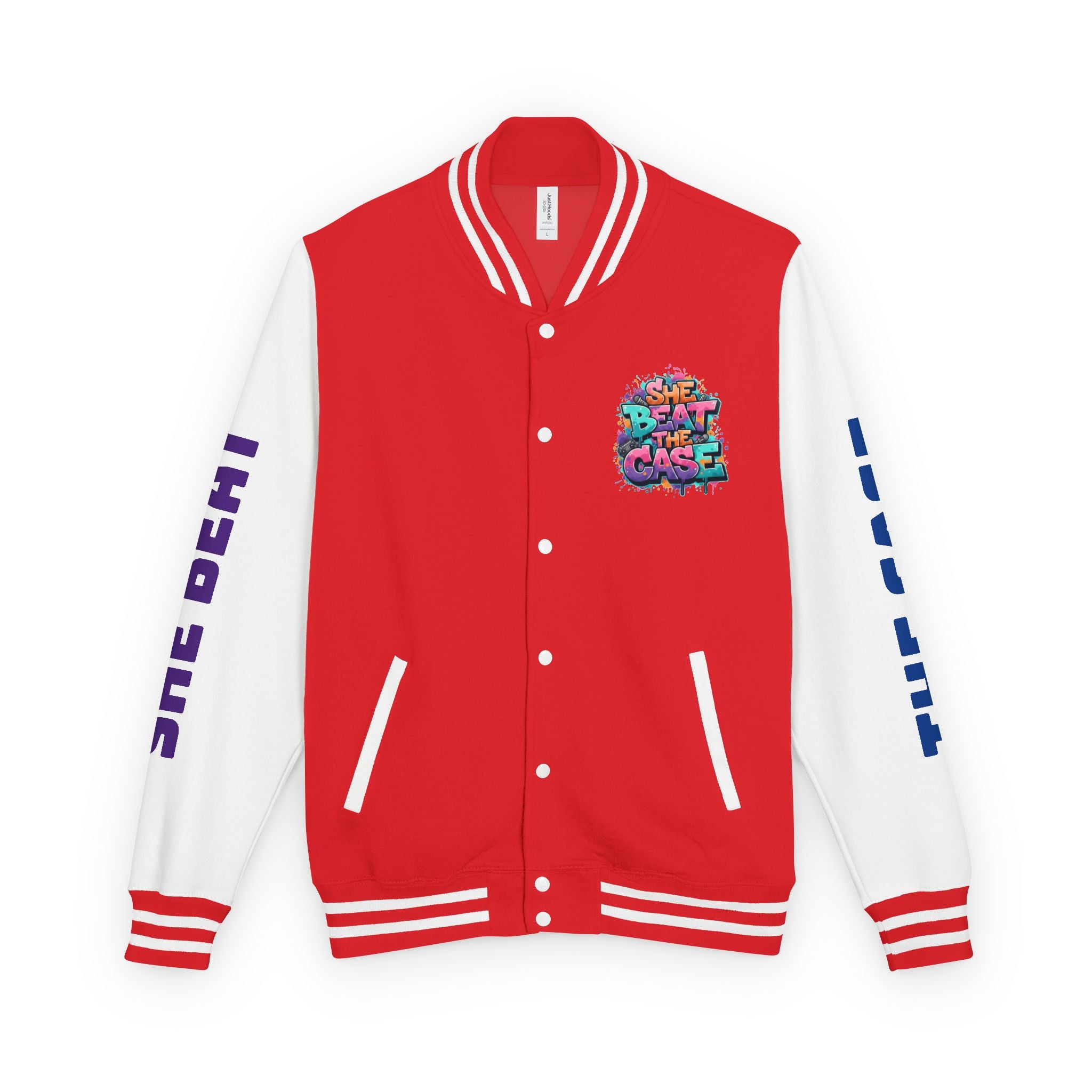 Letterman Jacket — “She Beat the Case” Colorful Graffiti Backprint
