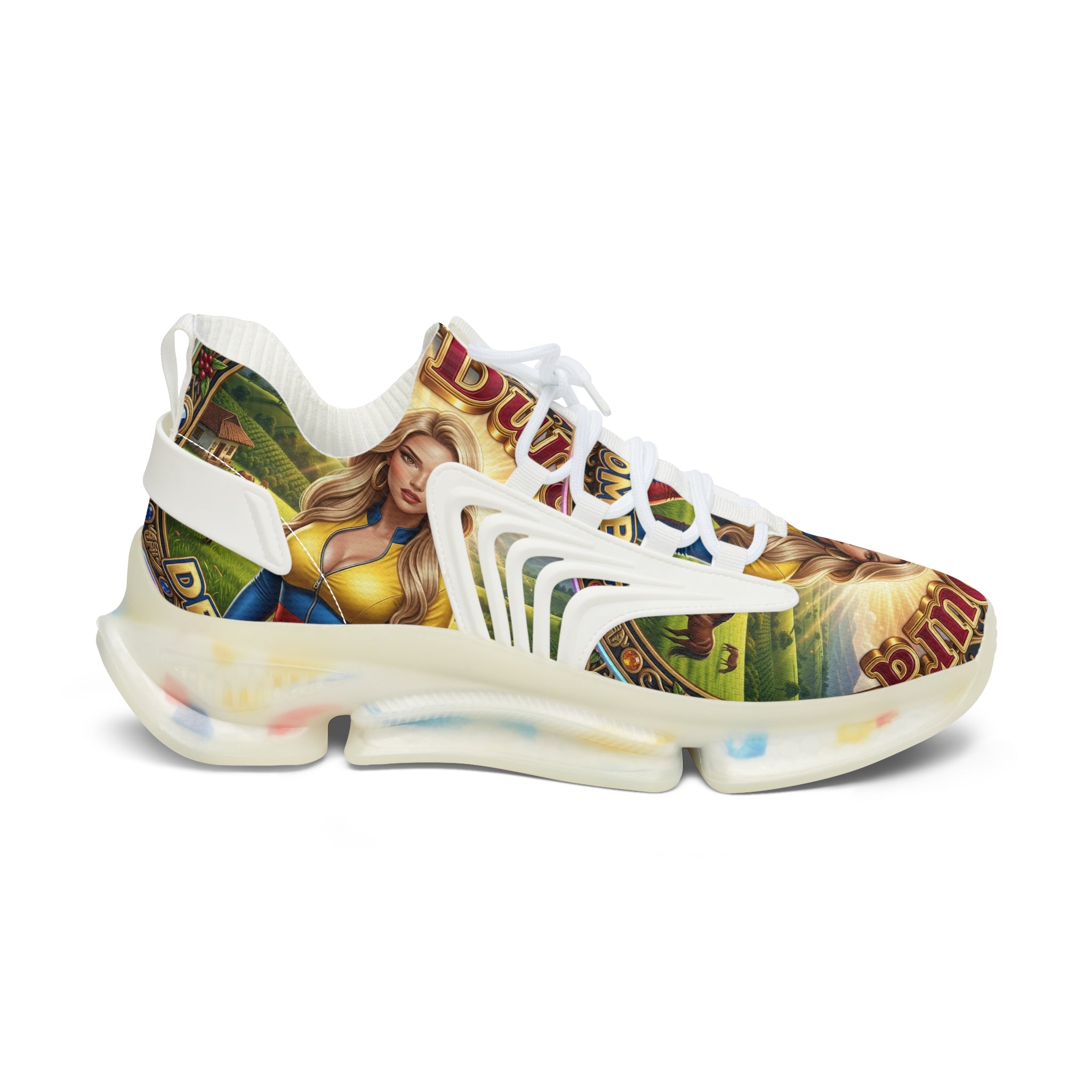 Women's Mesh Sneakers —"La Dura De Colombia " Vintage Country Girl Graphic Athletic Shoes