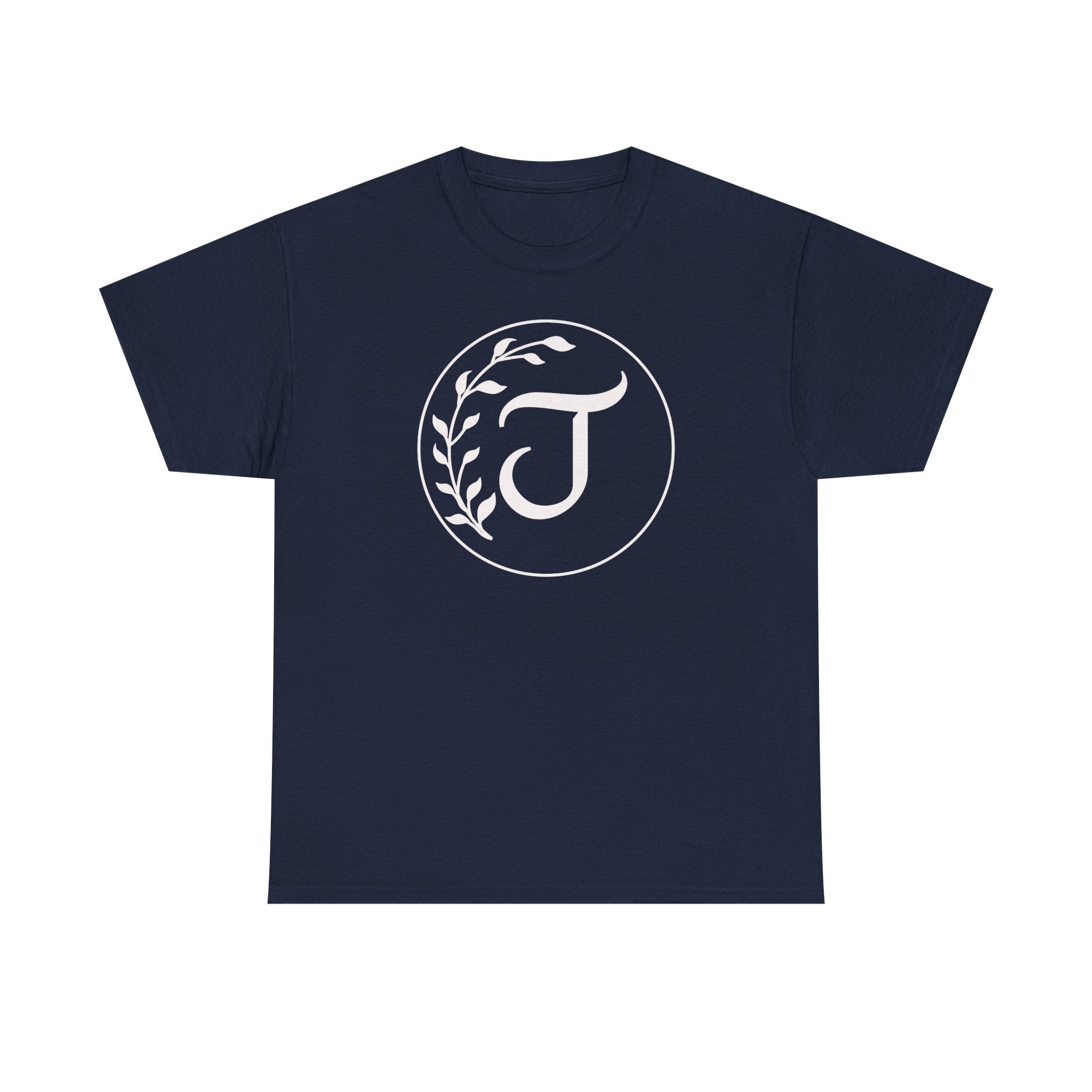 White Tee with Subtle "Floral J " Jesus Christ "— Minimalist Japanese Character T-Shirt