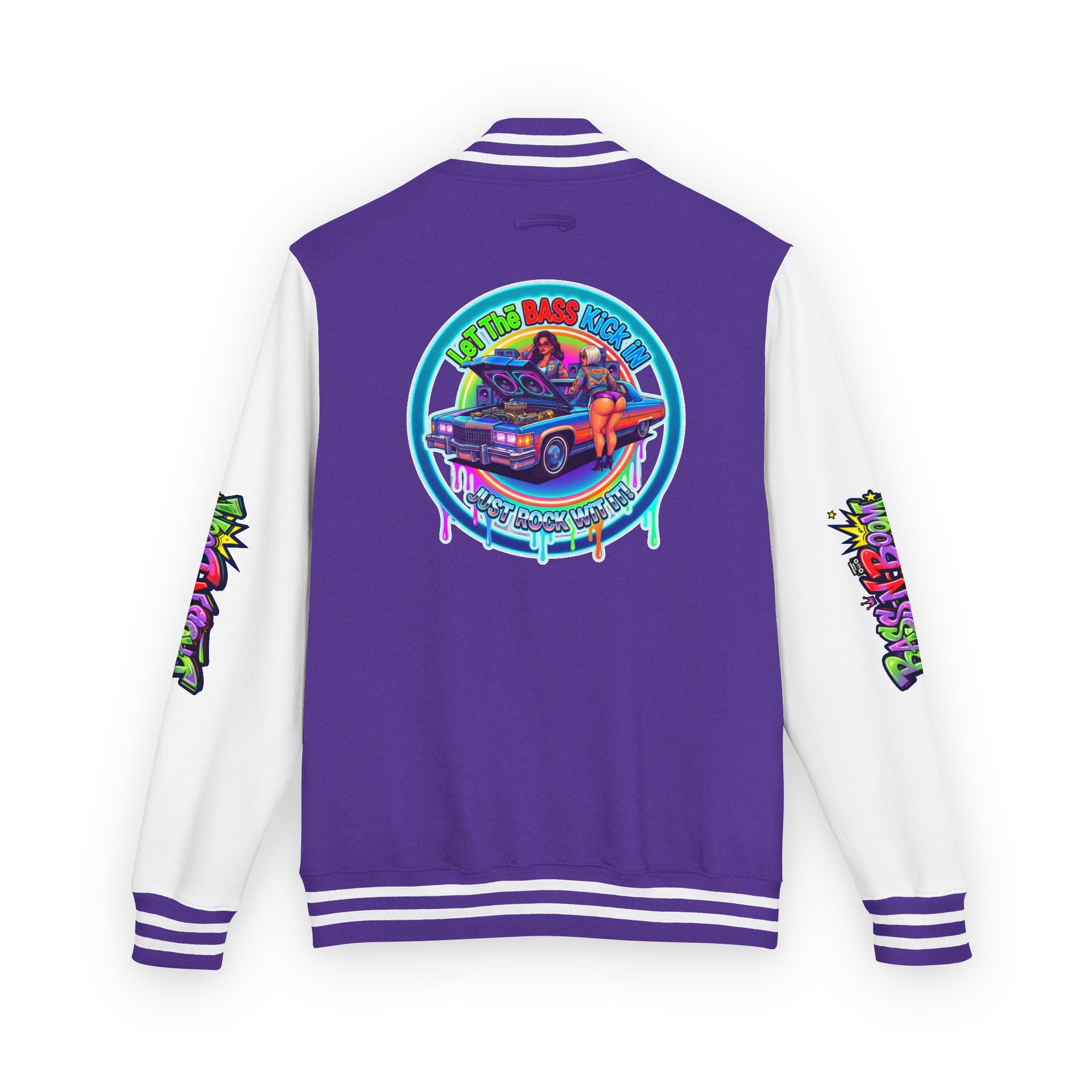 Letterman Jacket — ' Let The Bass Kick In' Retro Lowrider Crew Graphic