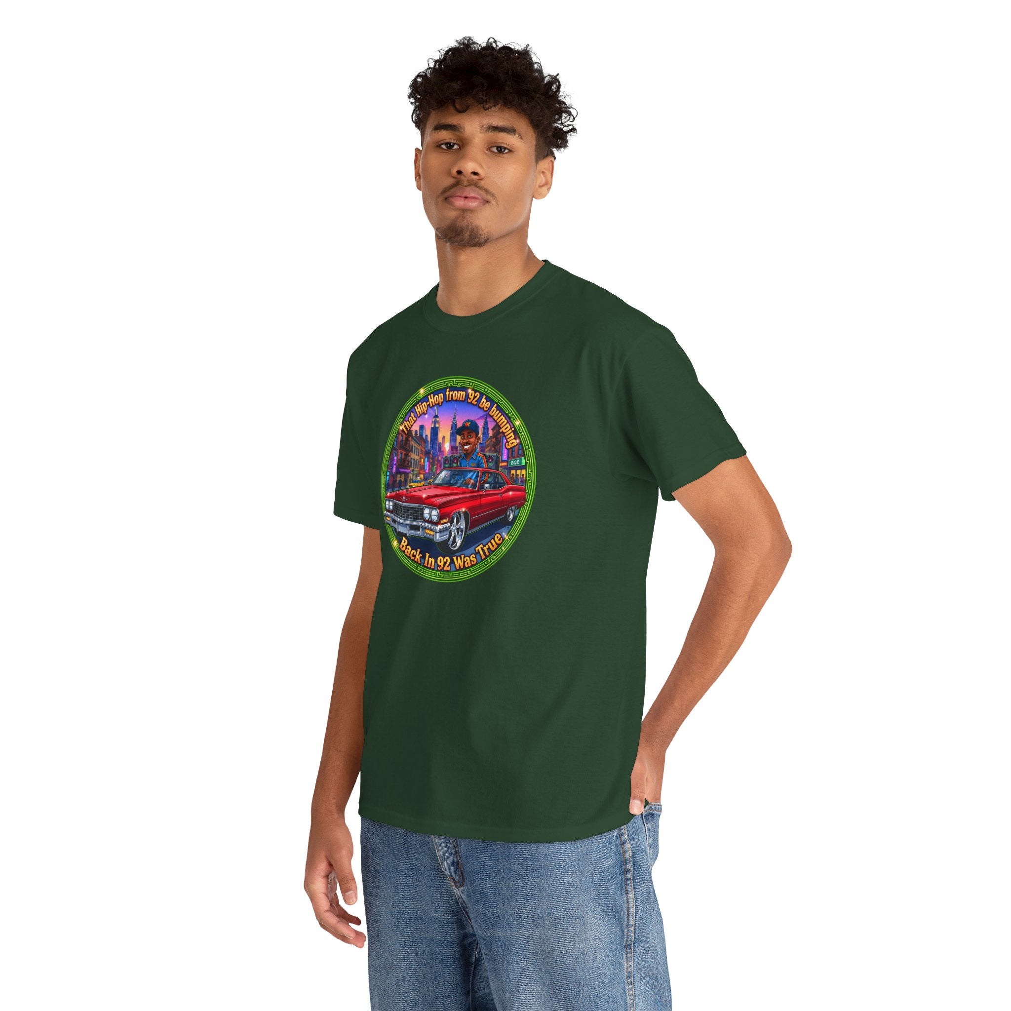 Vintage Red Convertible T-Shirt – “That Hip-hop From 92 Be Bumping" Retro City Cruise Tee