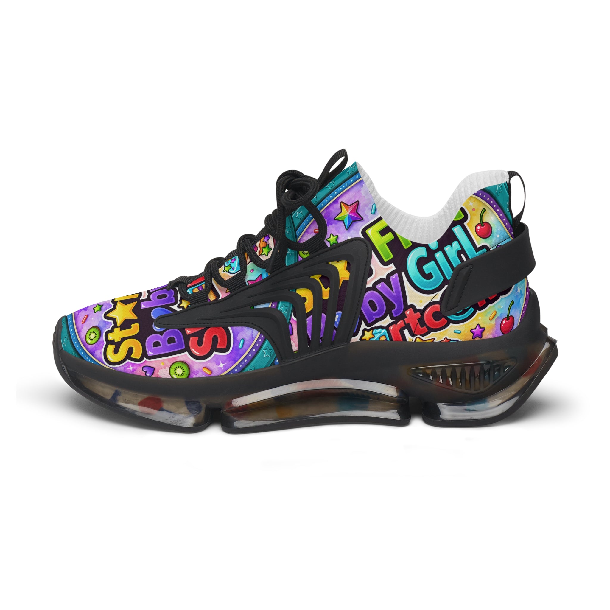 Colorful Graffiti Mesh Sneakers – 'Star Fruit Baby Shortcake' Graphic Women's Athletic Shoes