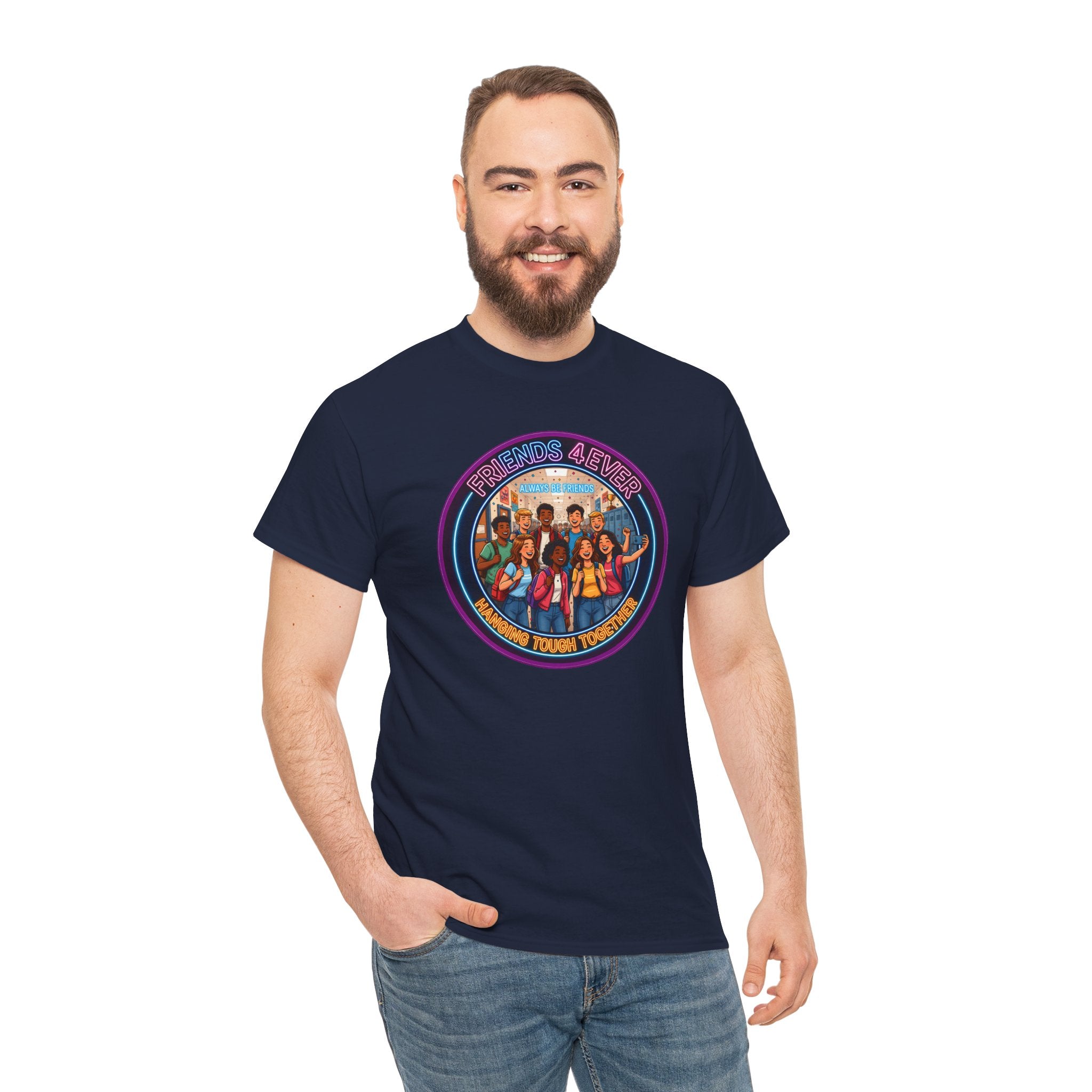 Graphic Tee — Retro Group Illustration "Friends Forever"