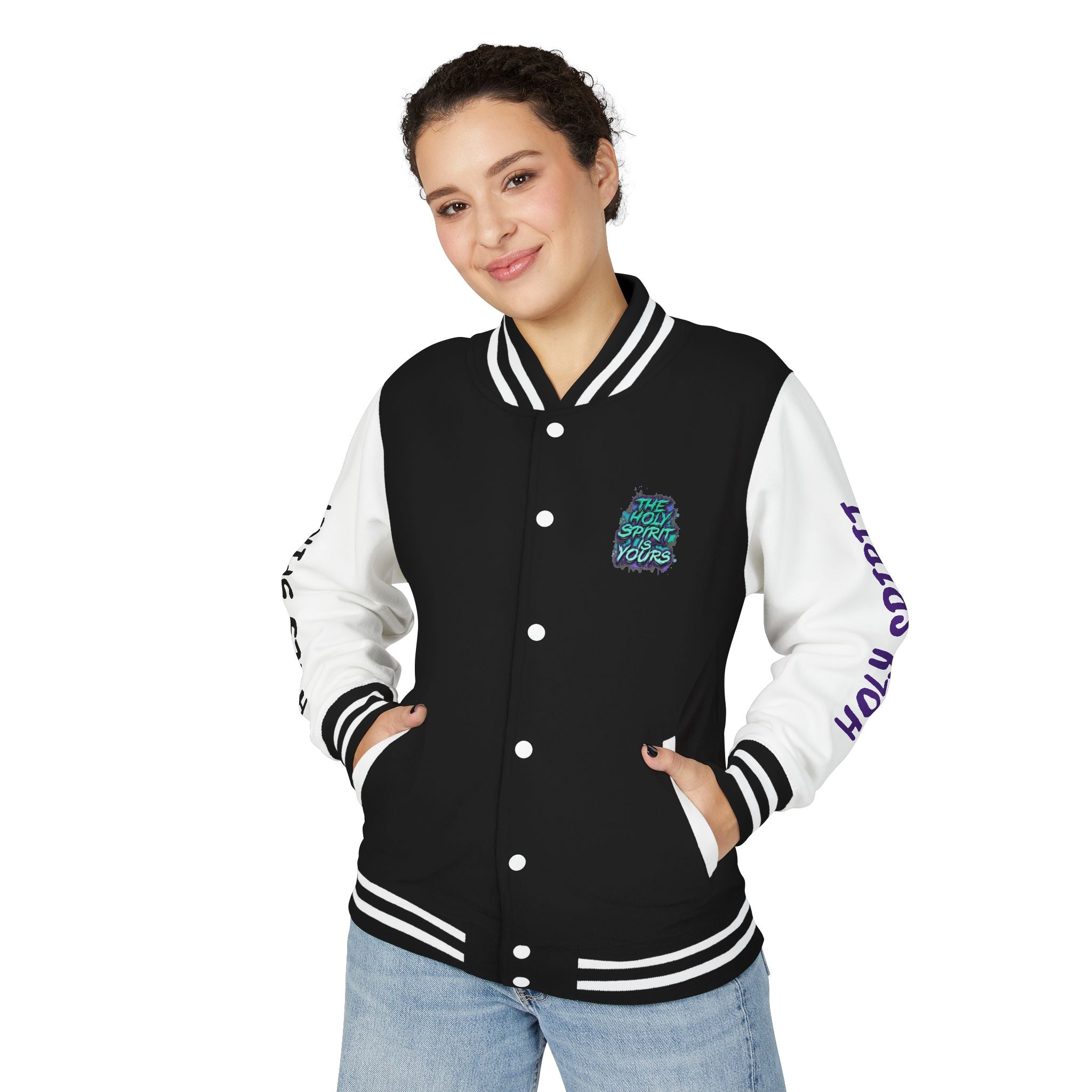 Letterman Jacket — "The Holy Spirit Is Yours" Graphic