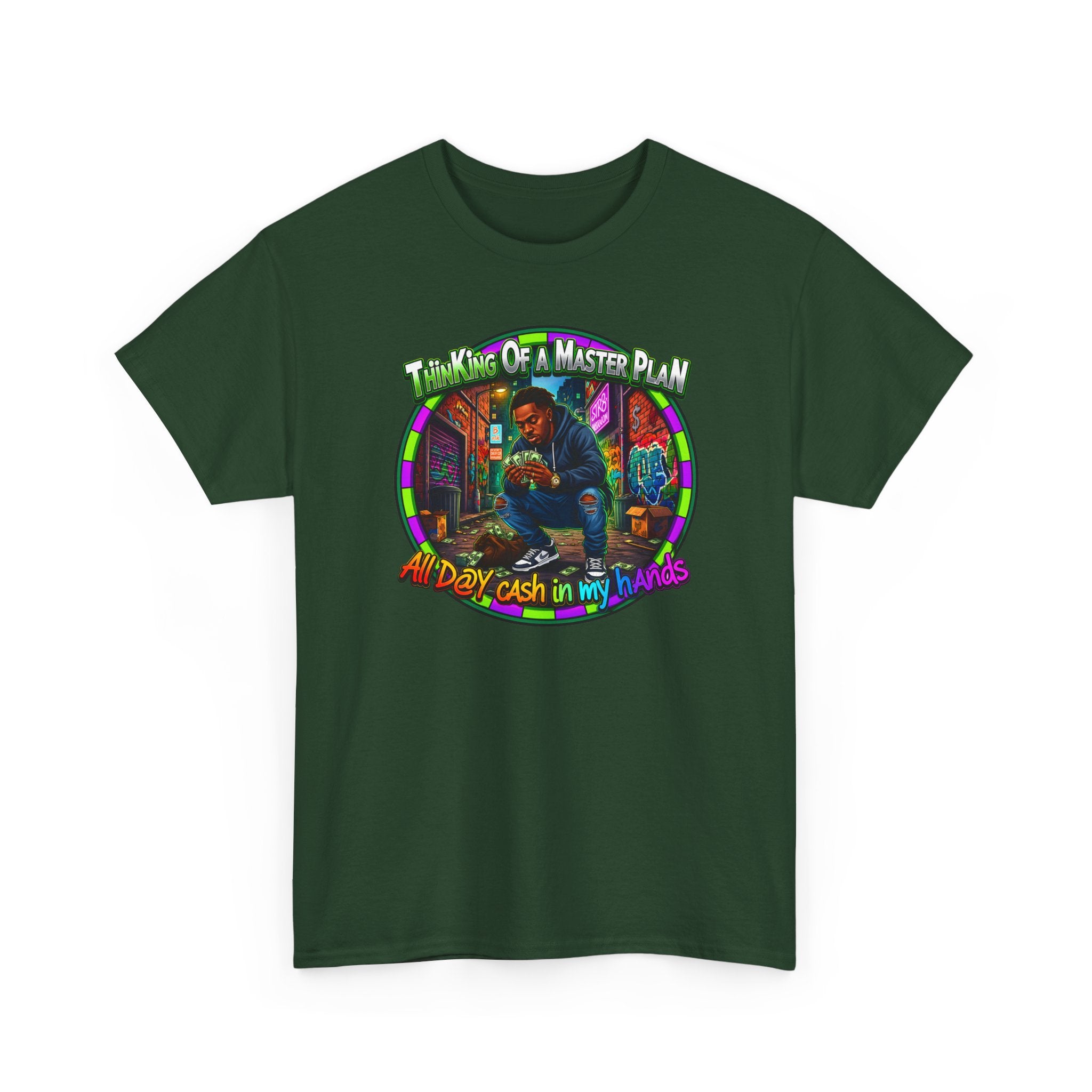 T-Shirt — "Thinking of a Master Plan" Colorful Retro Hip-Hop Graphic Tee